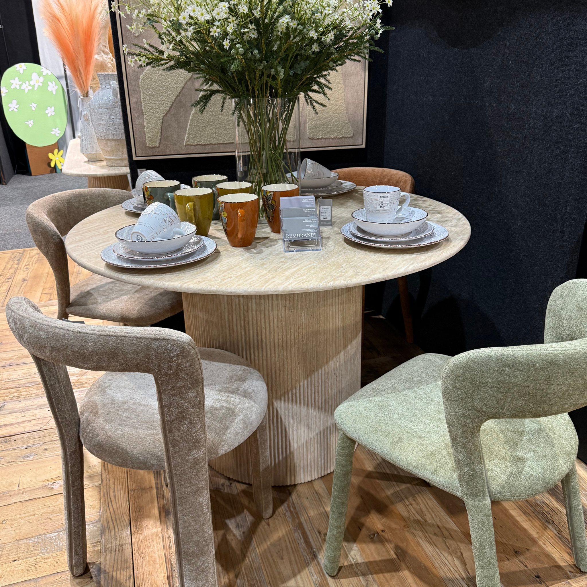 Round Travertine Dining Table
