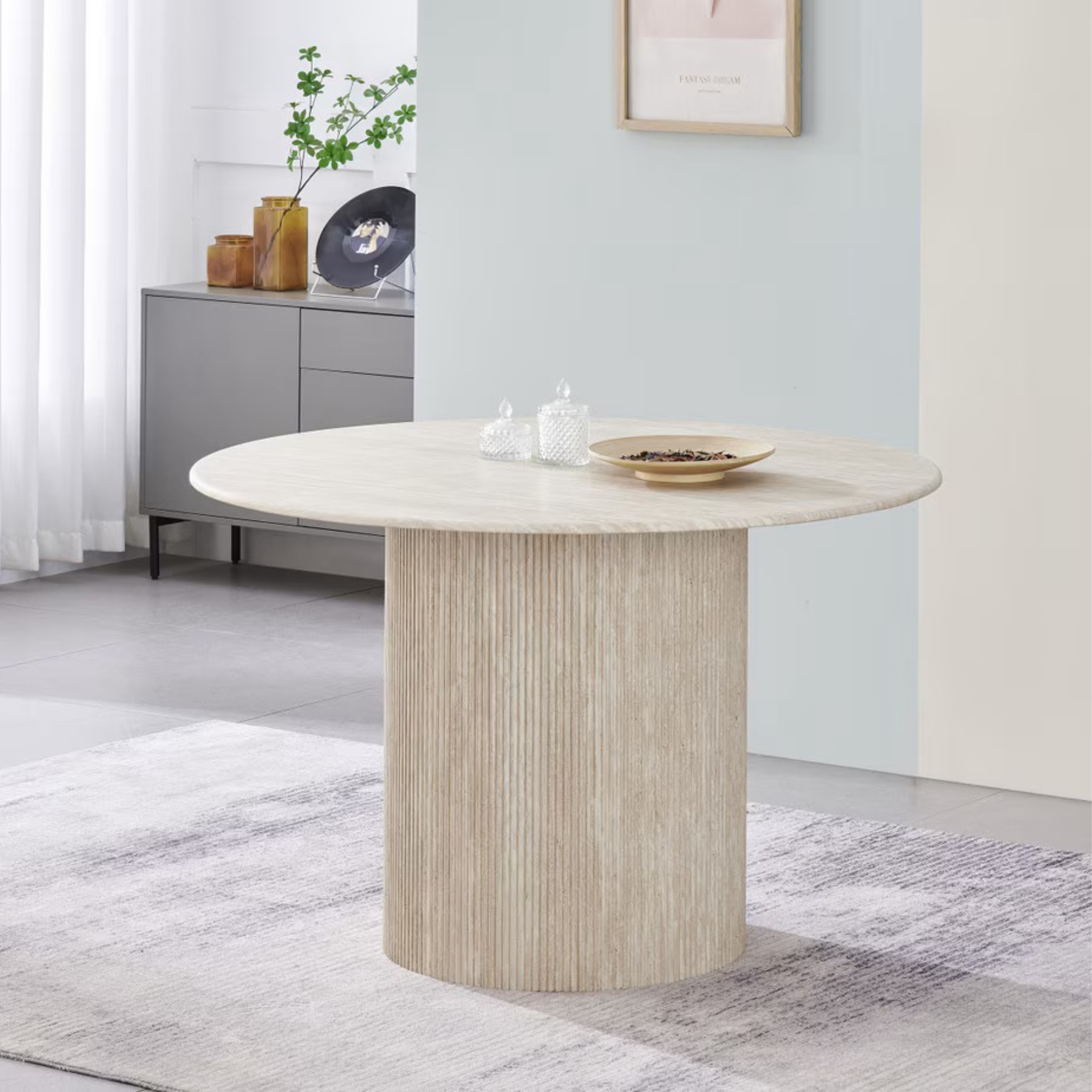 Round Travertine Dining Table