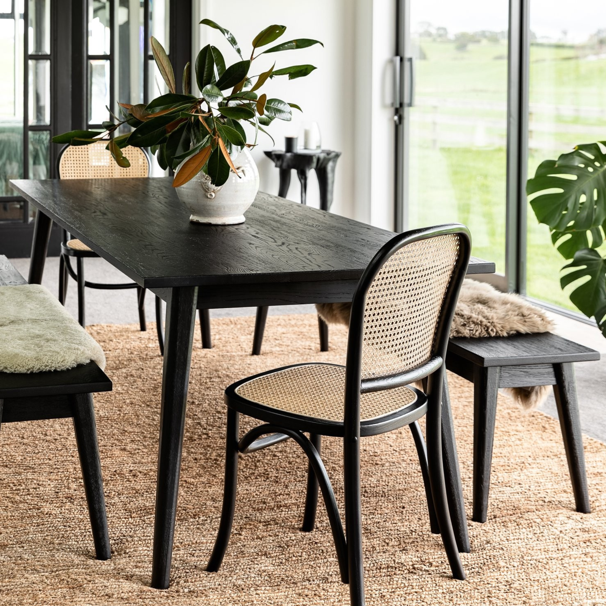 Vaasa Dining Table - Matte Black Oak