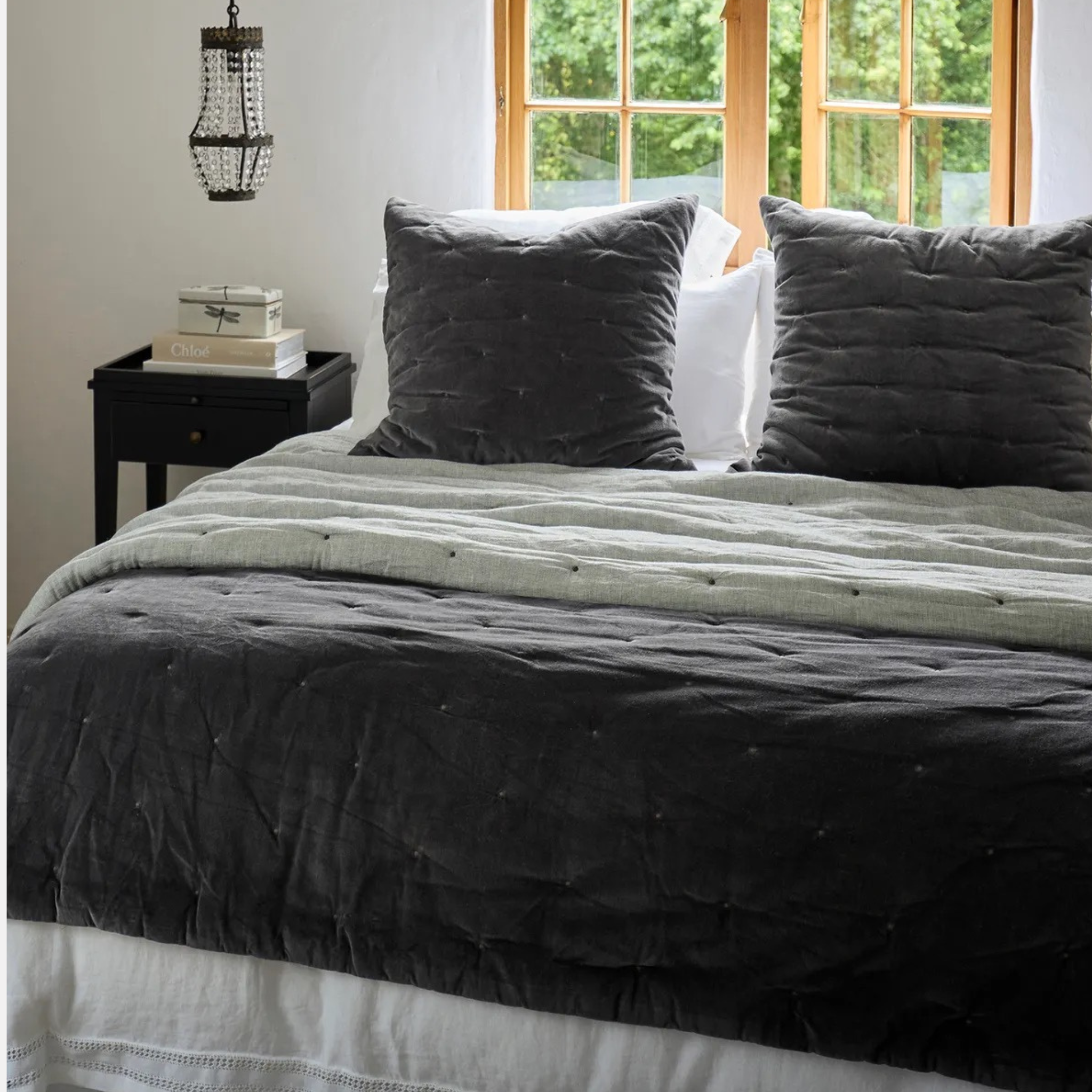 Velvet Bedspread - Coal