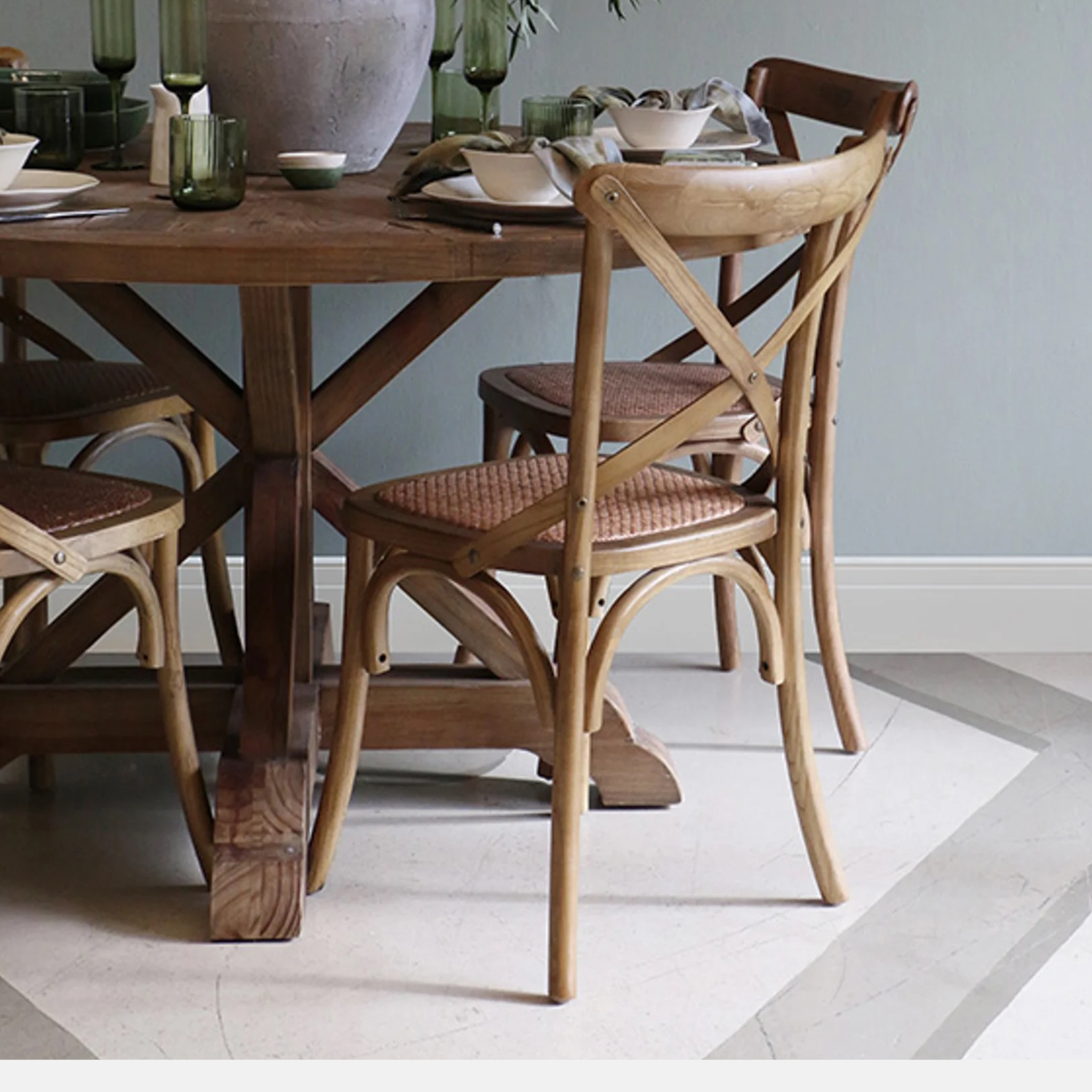 Cross Back Elm Dining Chair