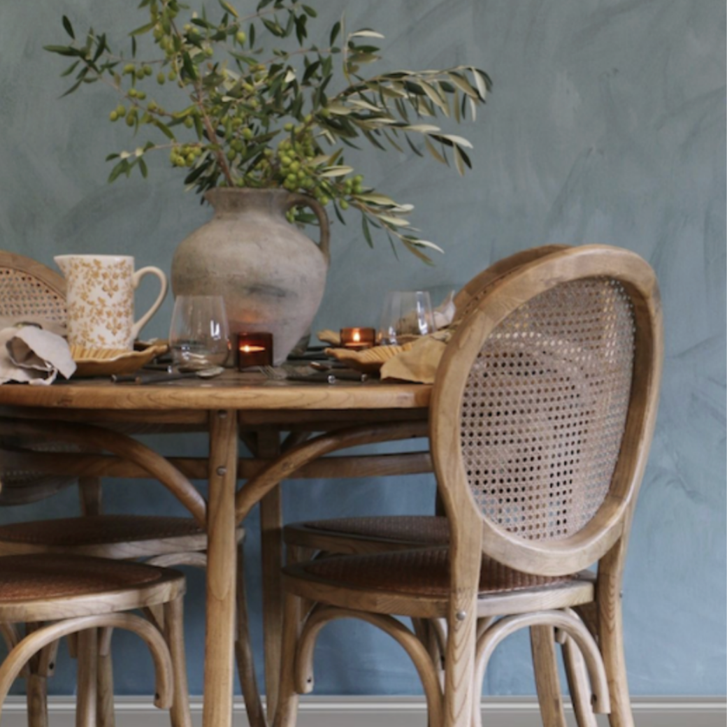 Vienna Elm & Rattan Dining Table