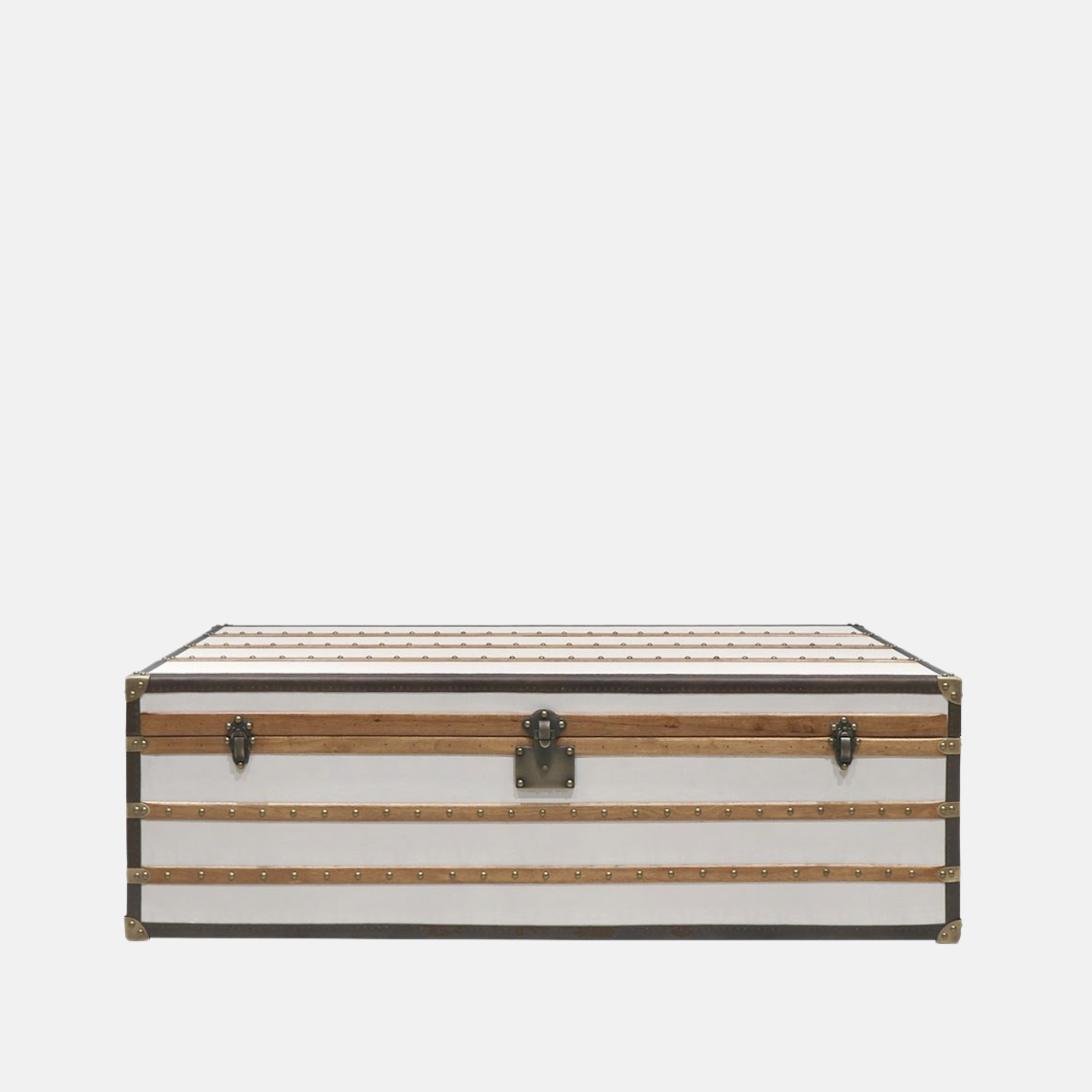 Voyager Leather Trunk Coffee Table - Aged White