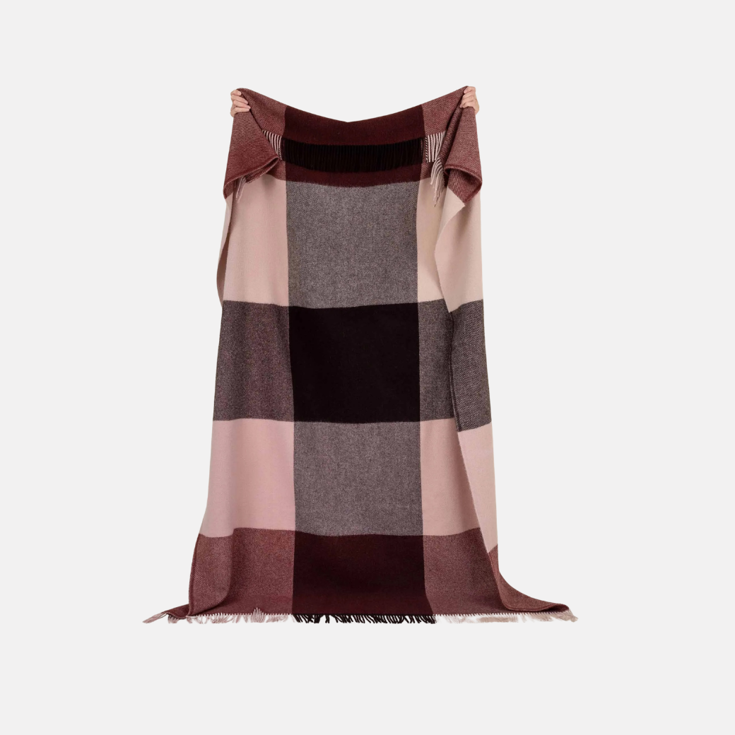 Brookside Large Check Throw - Beetroot