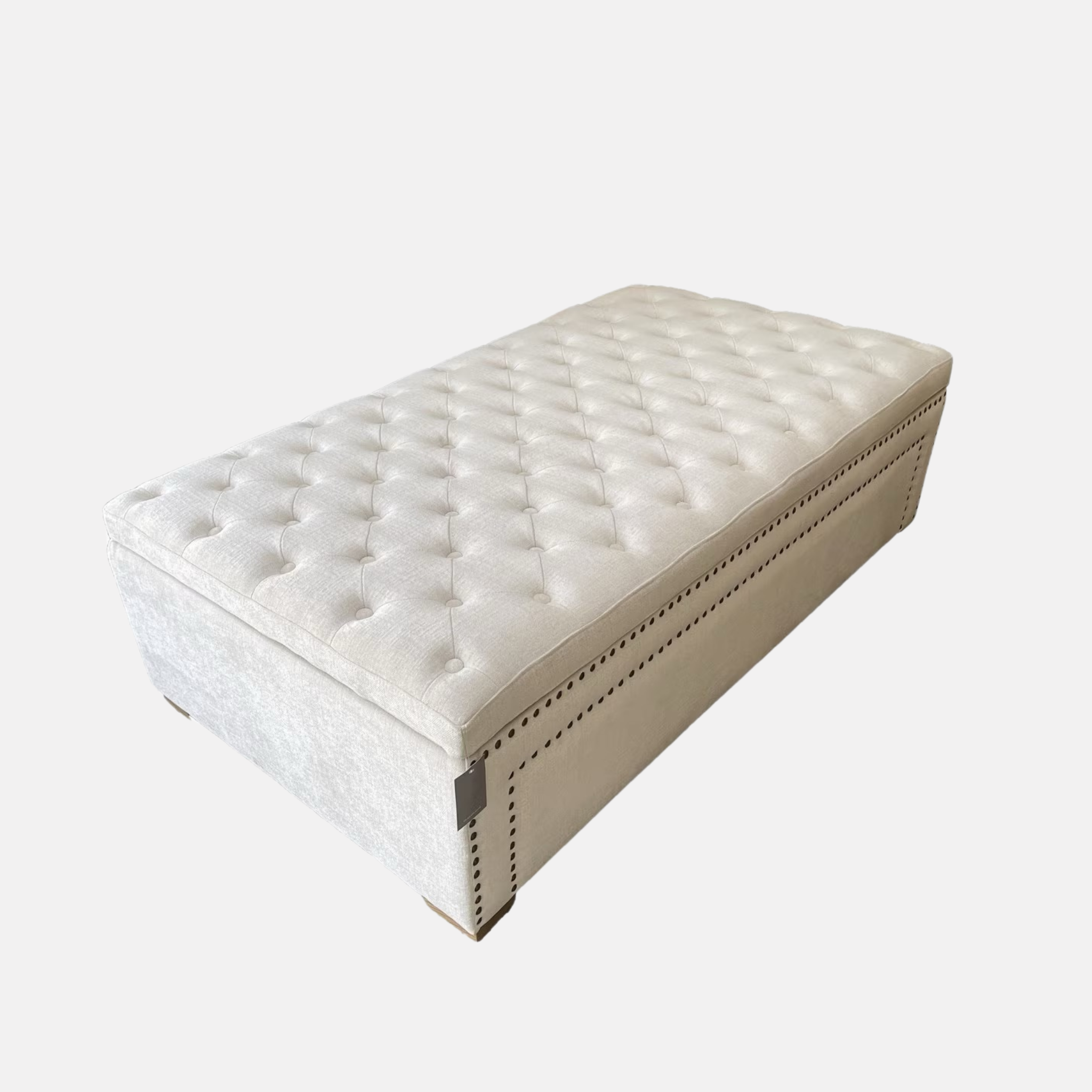 Emily Buttoned Ottoman - Natural