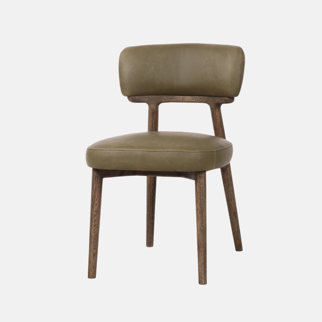 Finn Leather Dining Chair - Olive