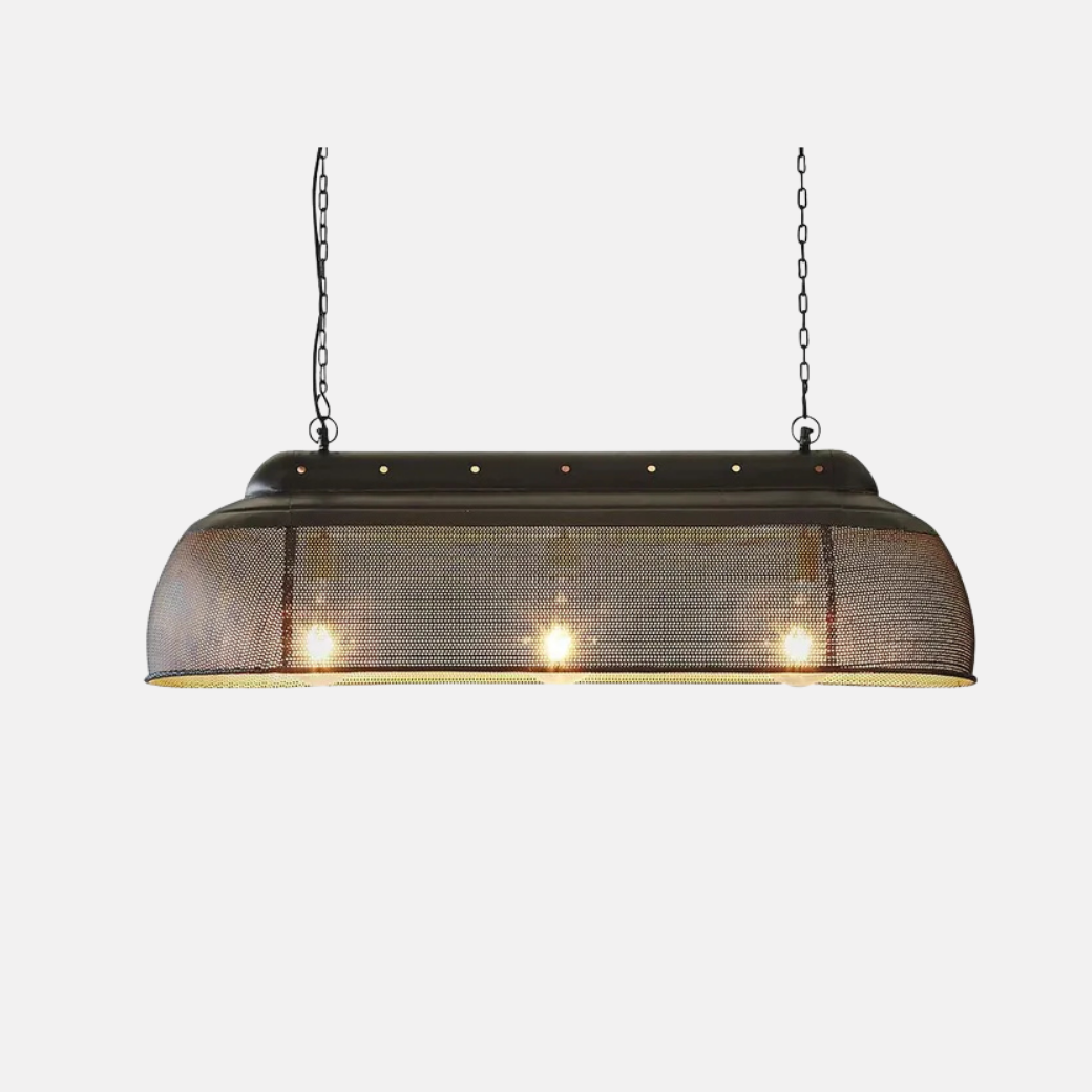 Riva Ceiling Pendant Long Matt Black and Gold