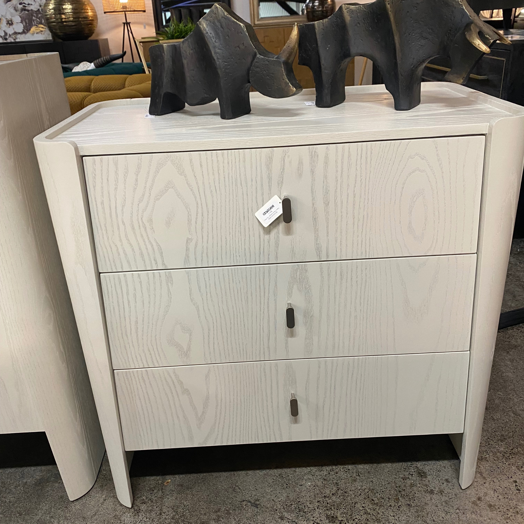 Regent 3 Drawer Bedside - Whitewashed