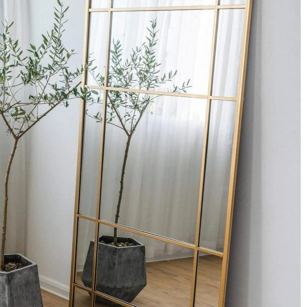 Lucia Gold Rimmed 15 Pane Mirror