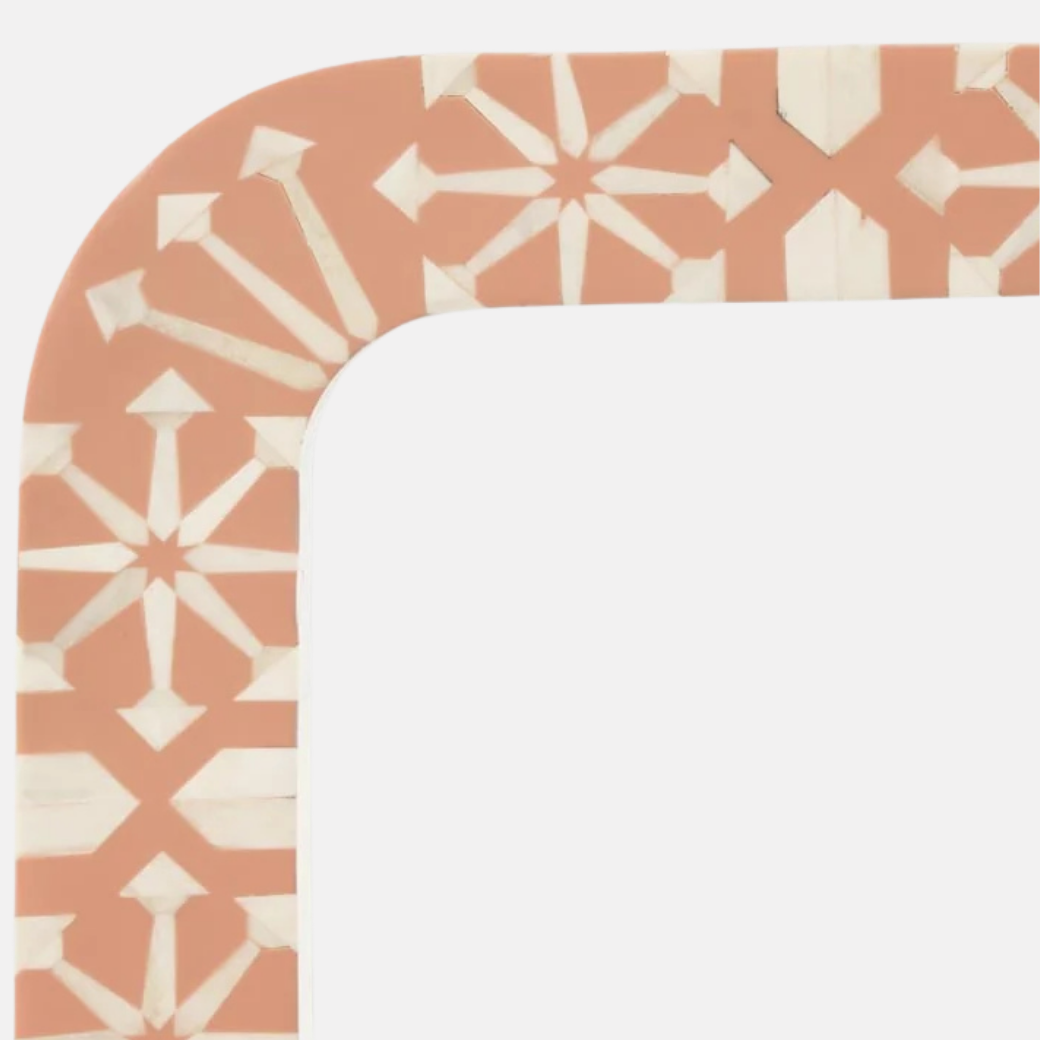 Adina Bone Inlay Mirror - Peach/White