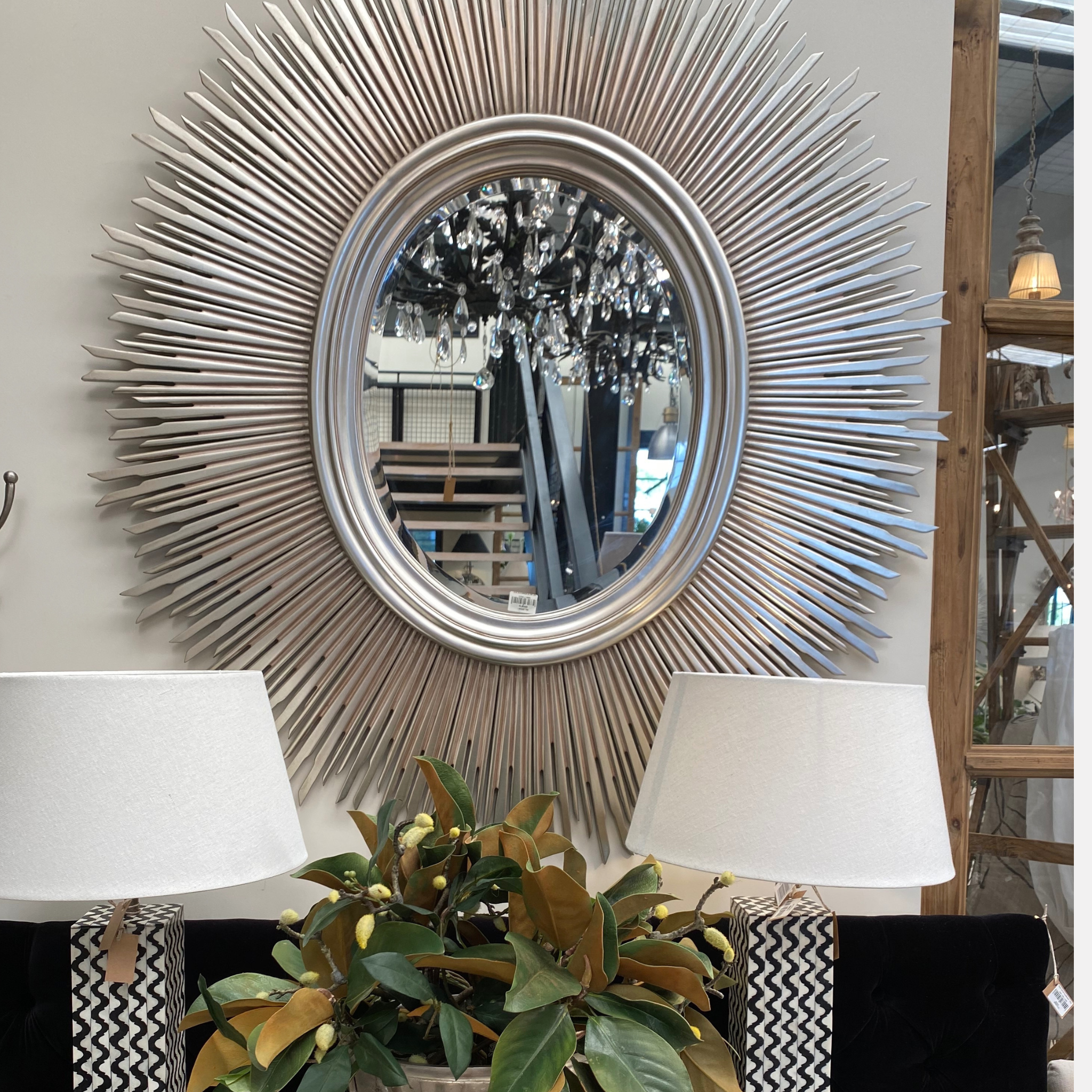 Sunburst Mirror Oval - Silver