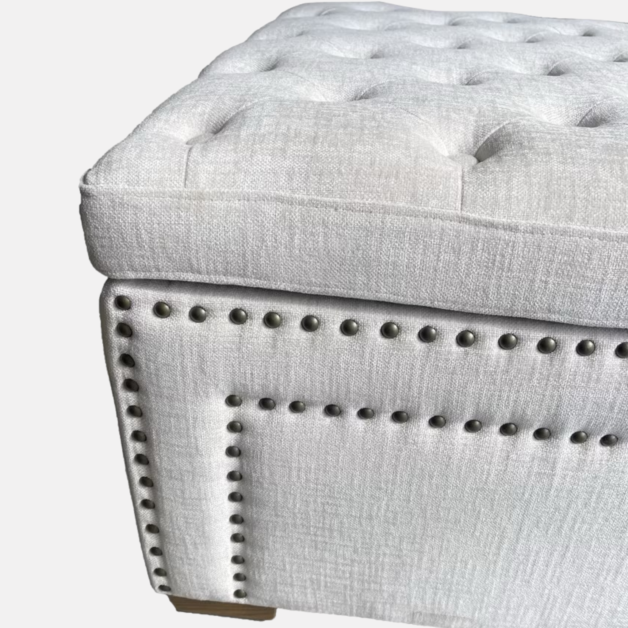 Emily Buttoned Ottoman - Natural