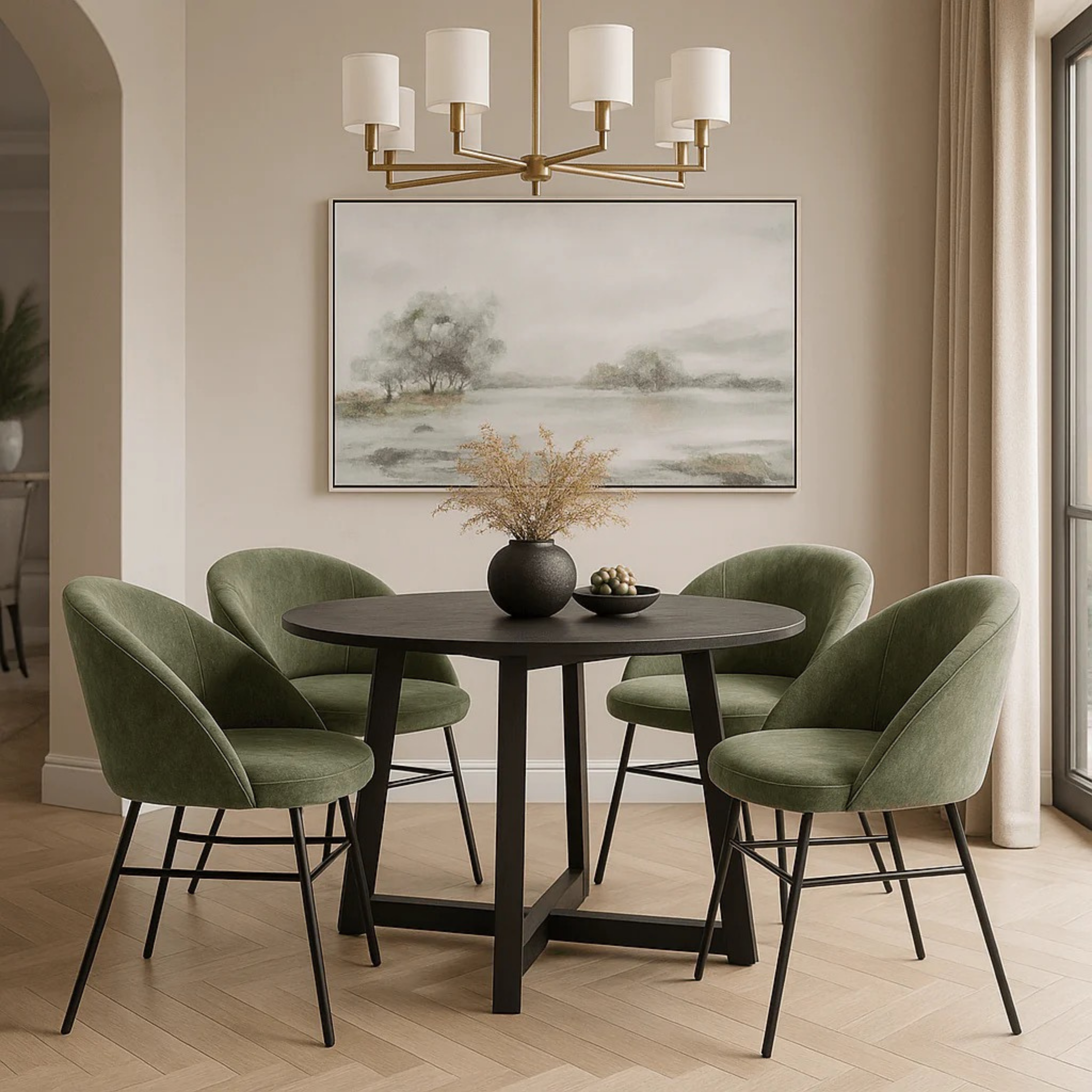 Sanchia Green Velvet Dining Chair