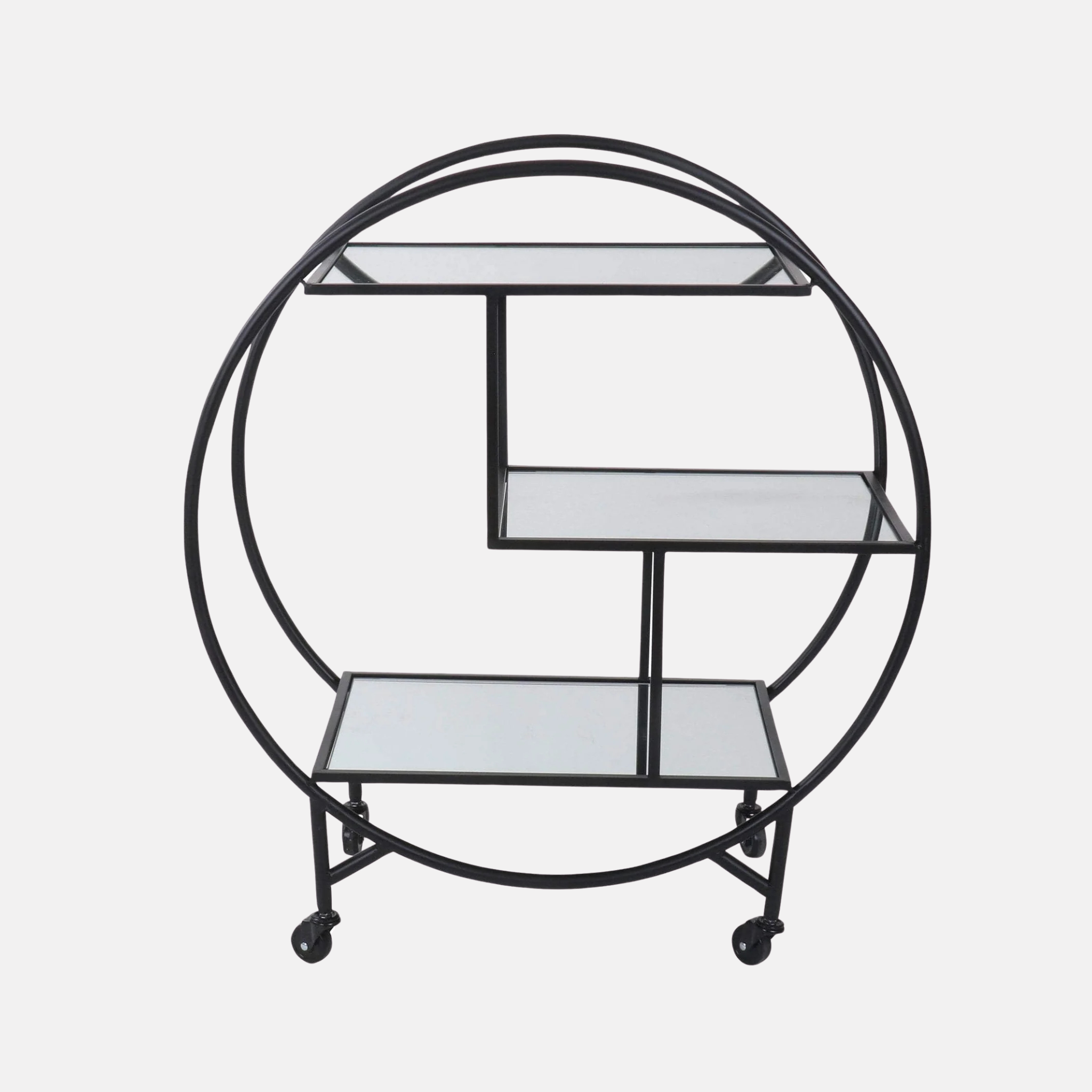 Mirrored Bar Trolley - Black