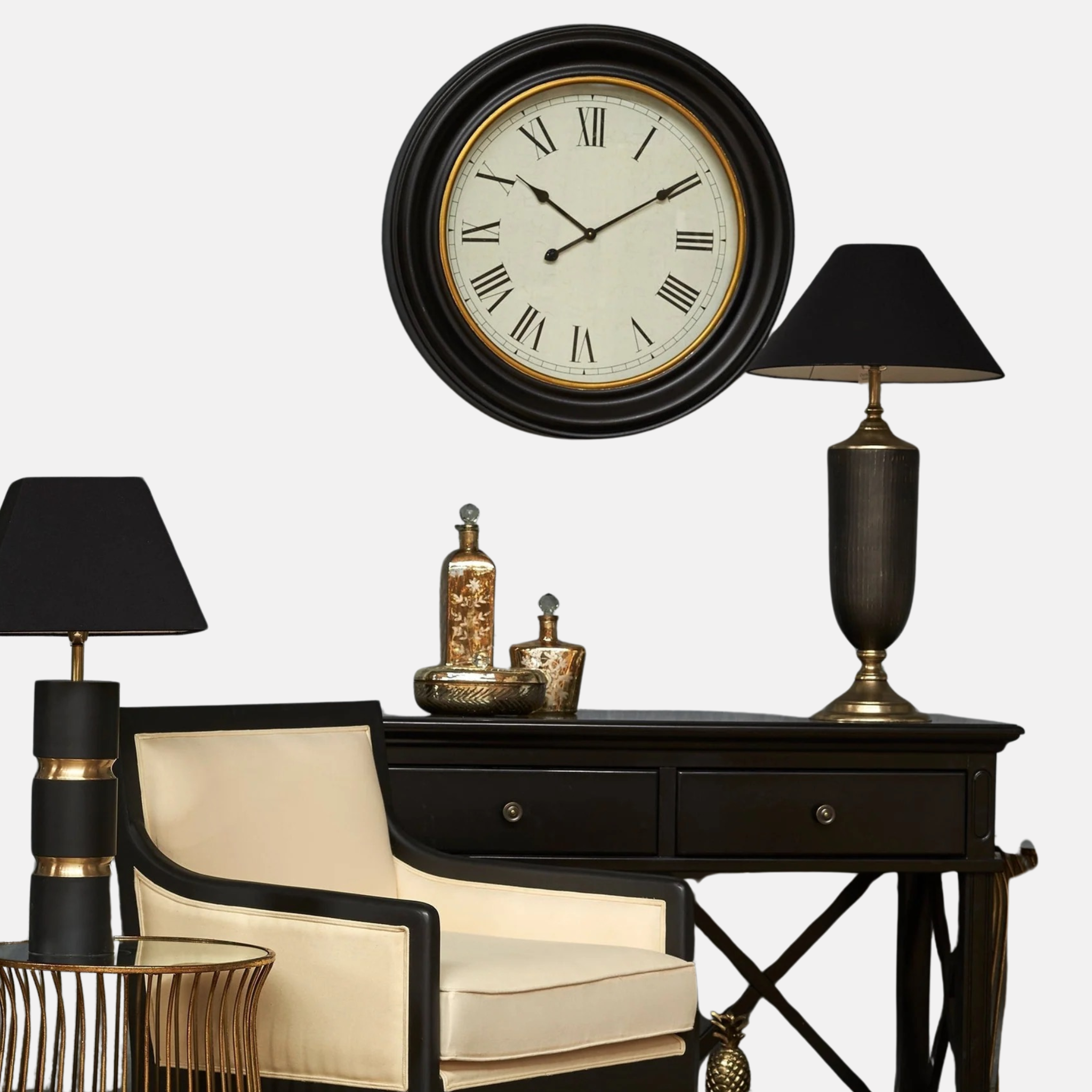 Sorrento Three Drawer Console - Black