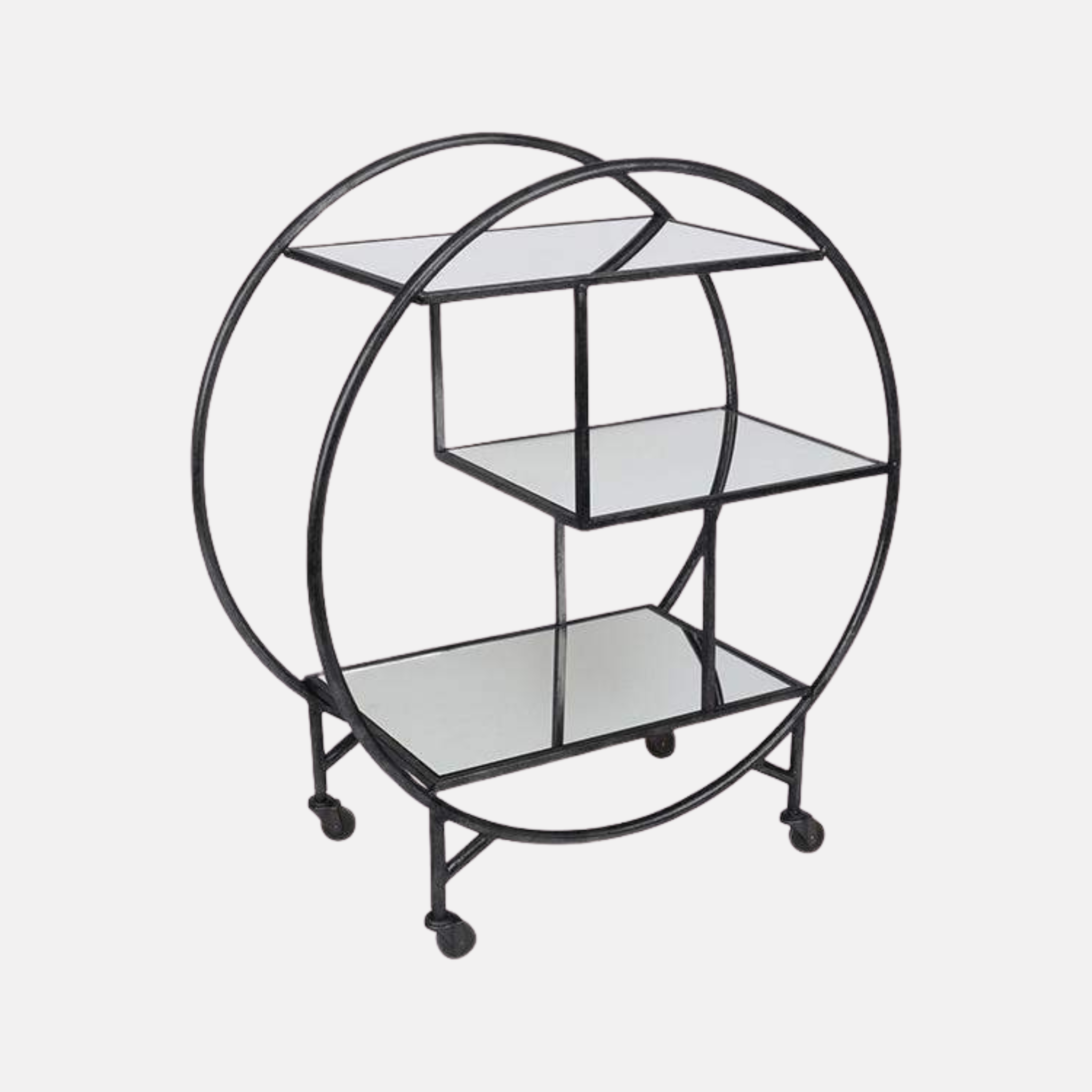 Mirrored Bar Trolley - Black