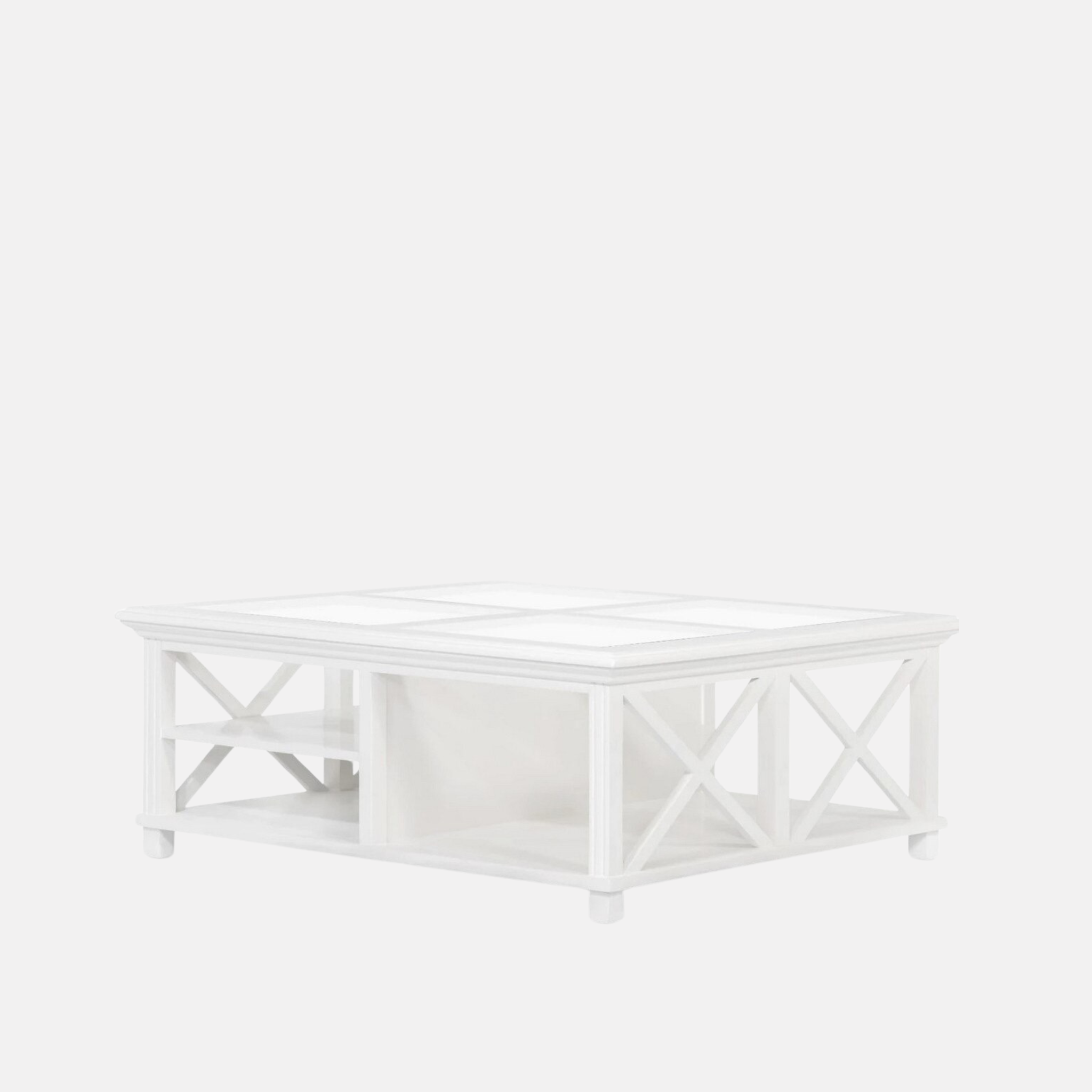 Sorrento Large Glass Coffee Table - White