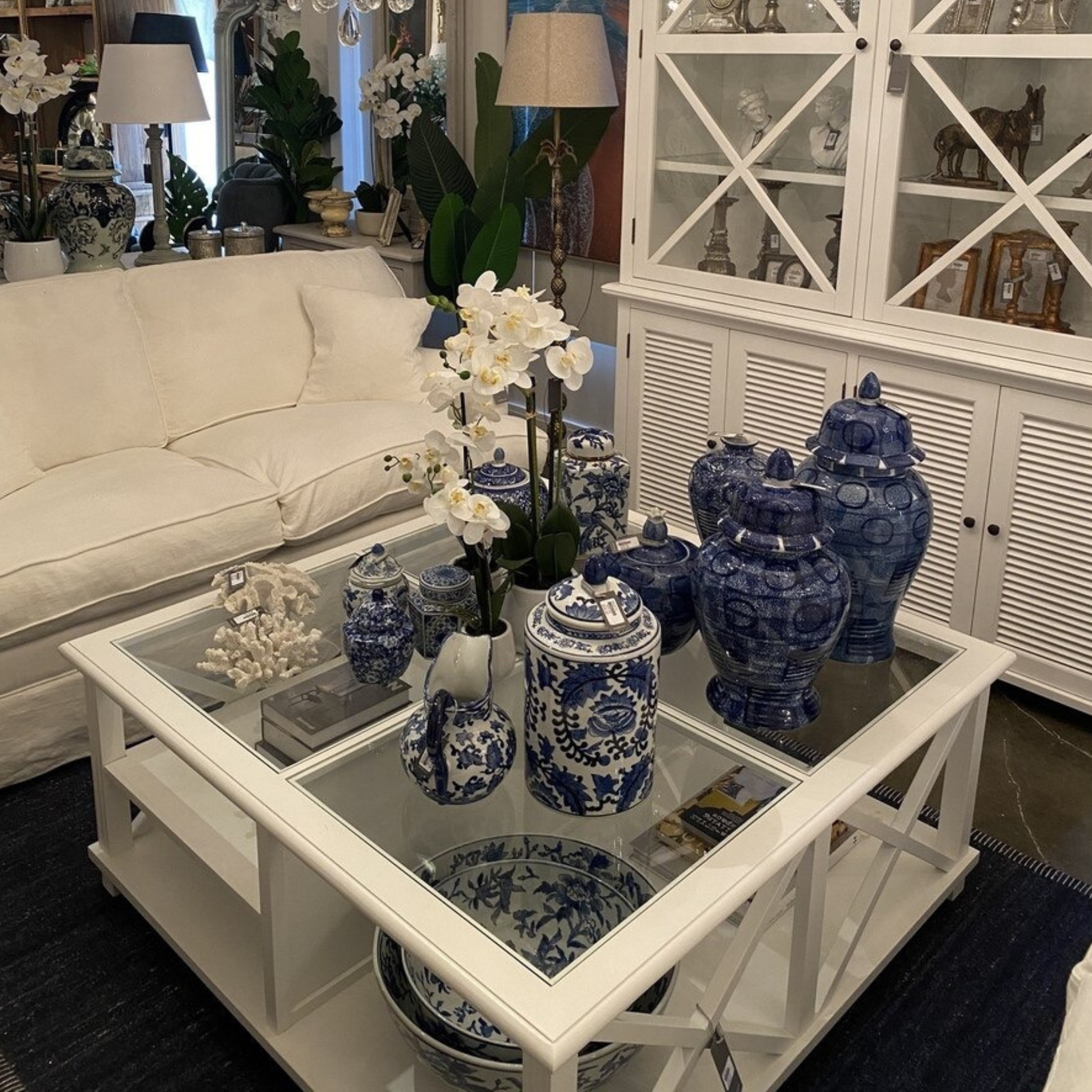 Sorrento Large Glass Coffee Table - White