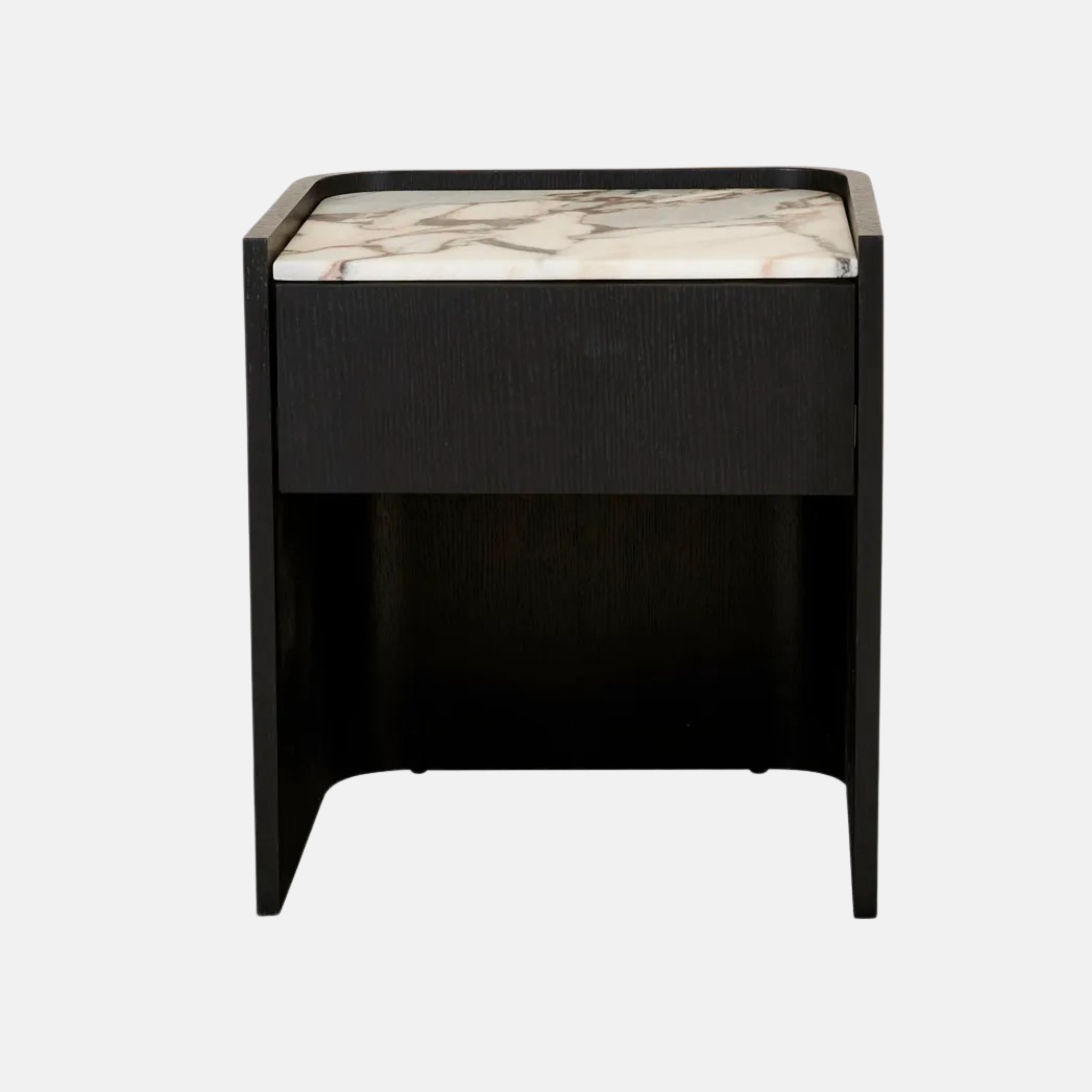 Amara Marble Bedside Table - Dark Oak