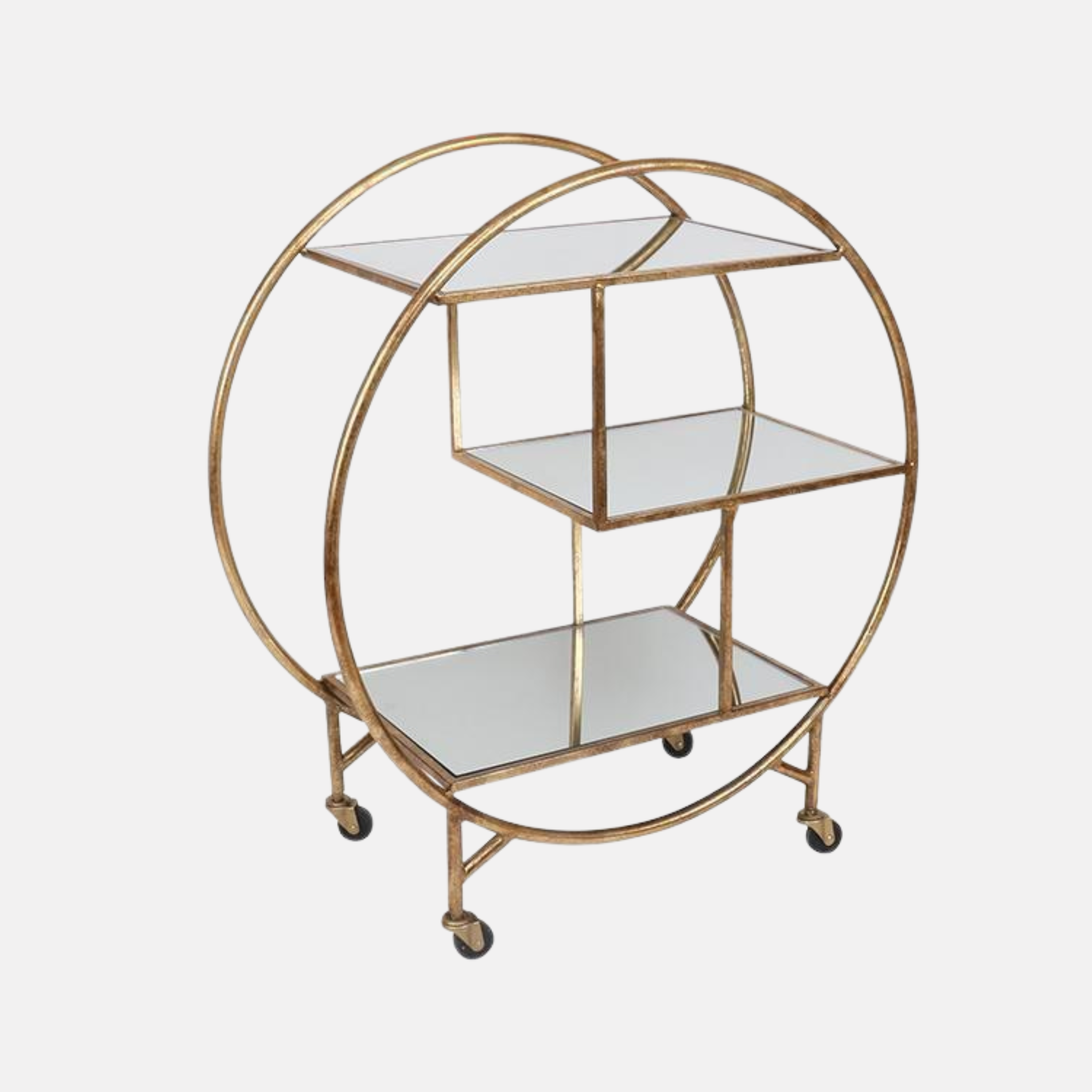 Mirrored Bar Trolley - Gold