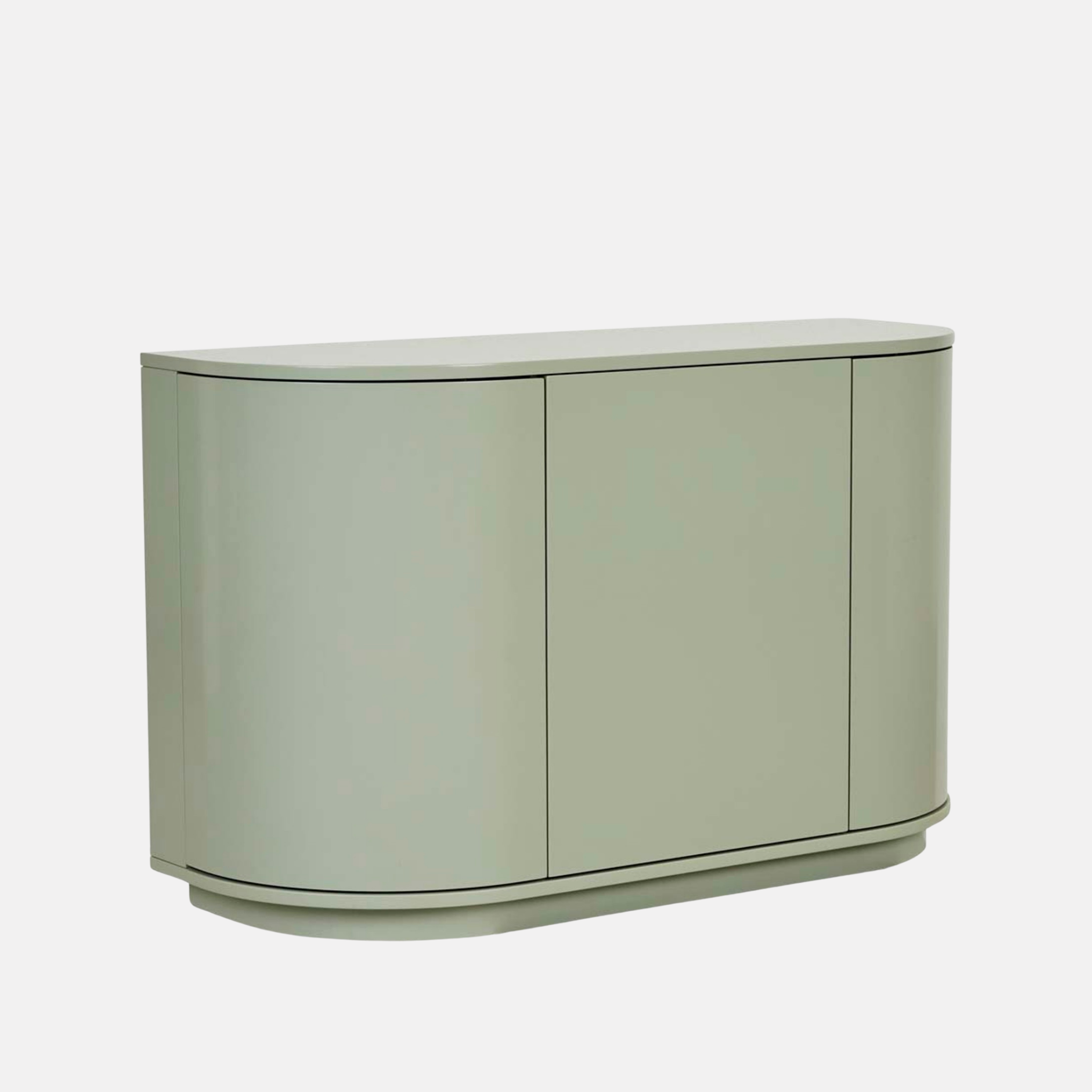 Oberon Oak Curved Buffet - Sage Green
