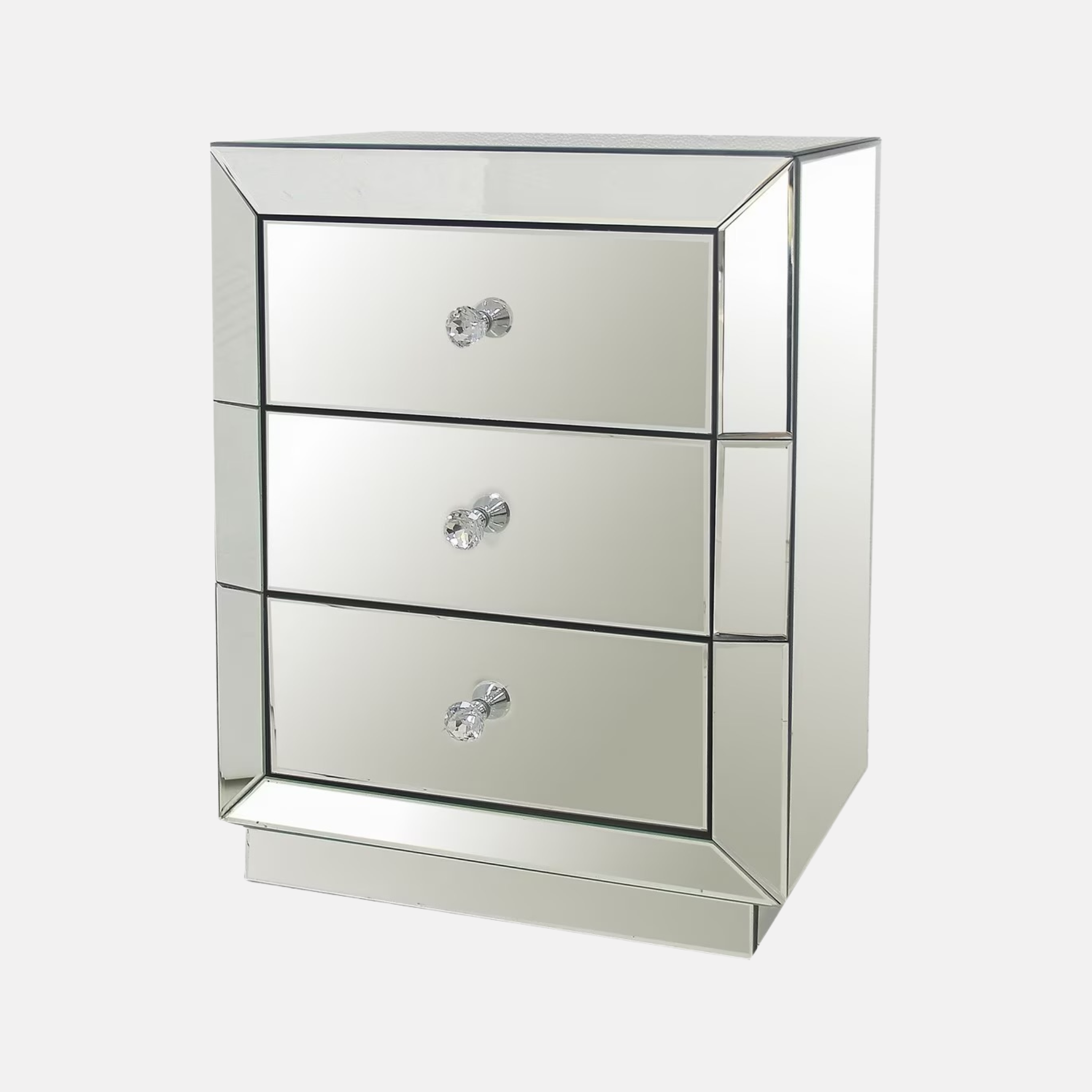 Rhone 3 Drawer Bedside - Mirrored