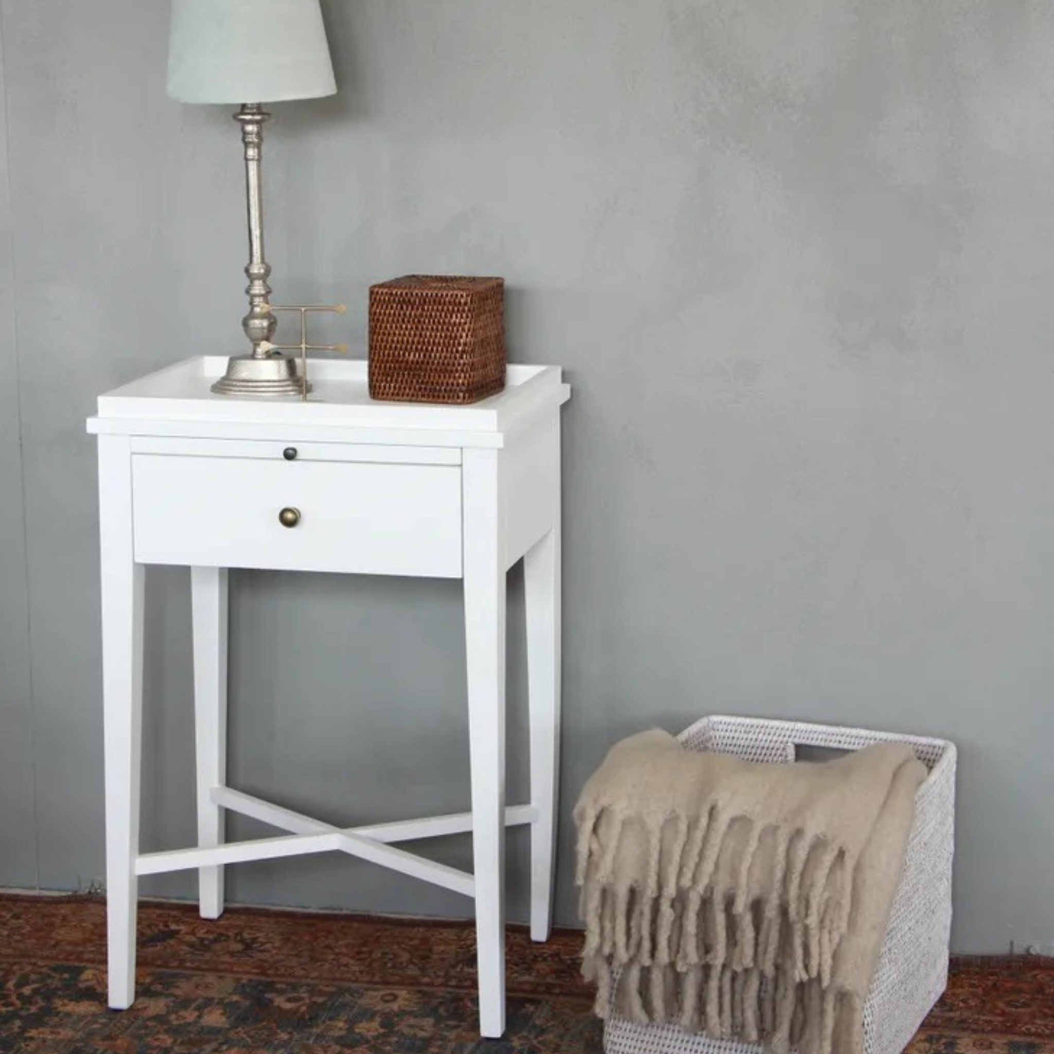Saskia Bedside Table - White