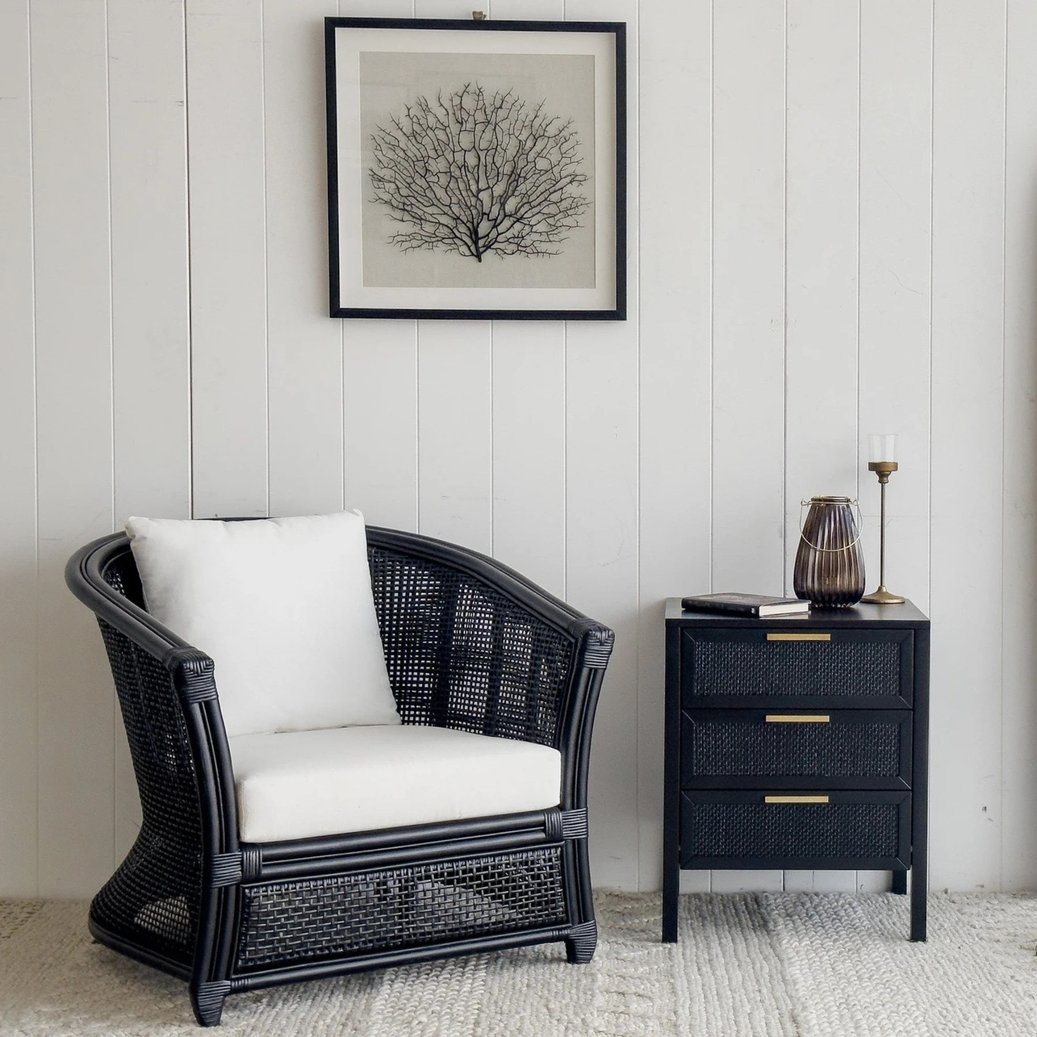 Stamford 3 Drawer Bedside - Black