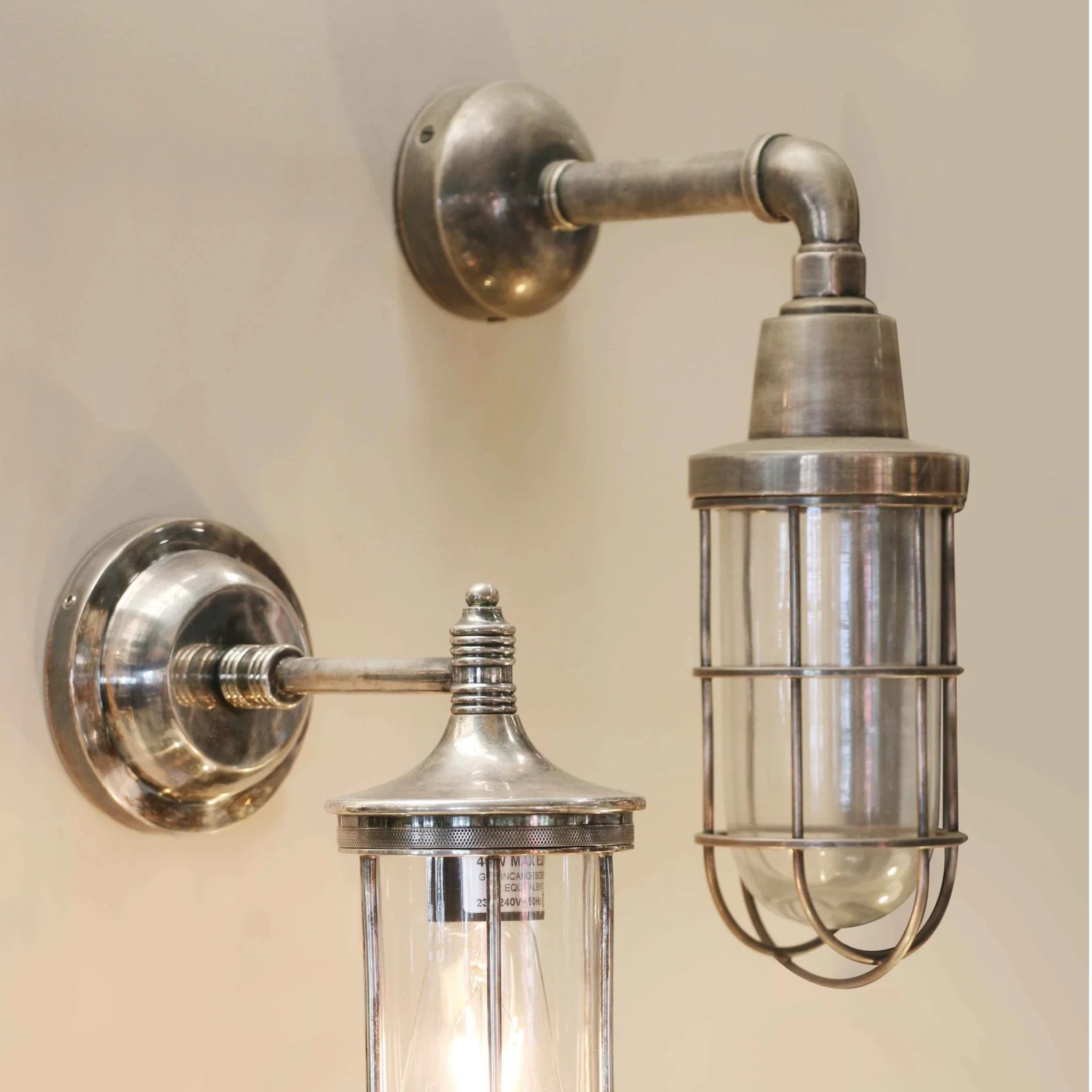 Caged Pewter Wall Light IP54 Rated