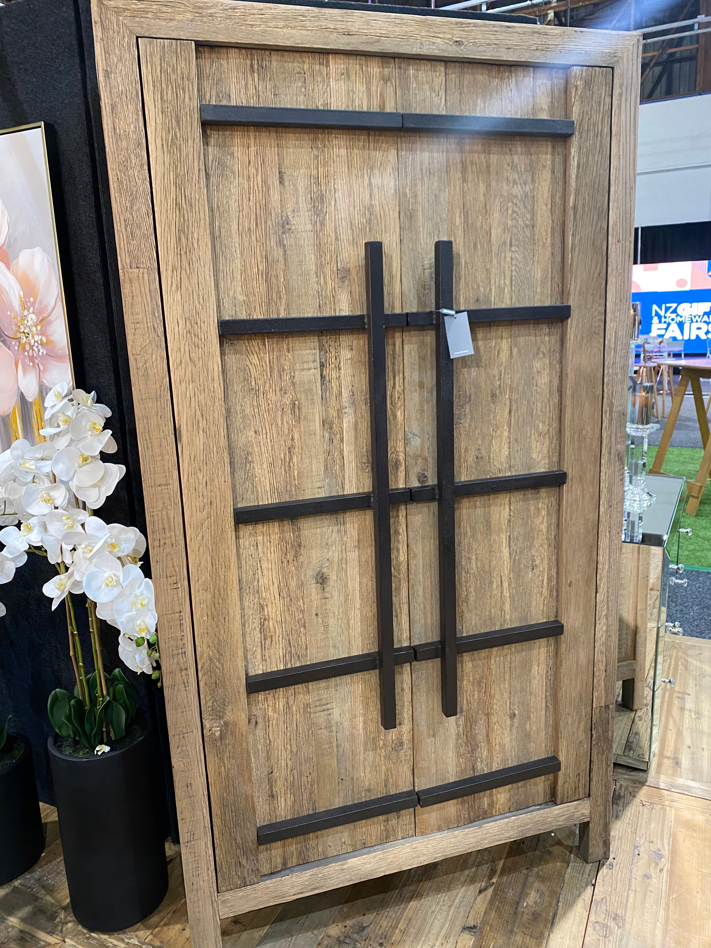 Mason Oak and Iron Cabinet