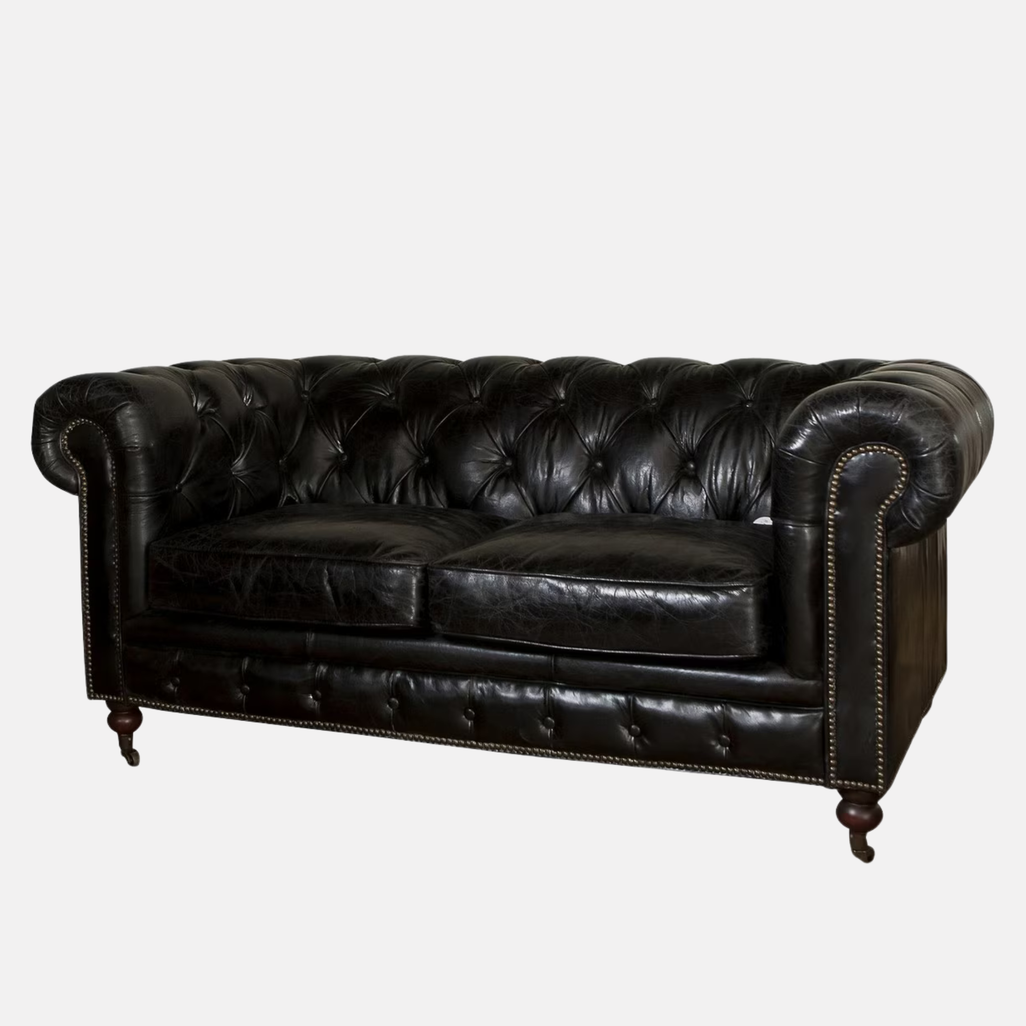 Grange Chesterfield Leather Sofa - Black