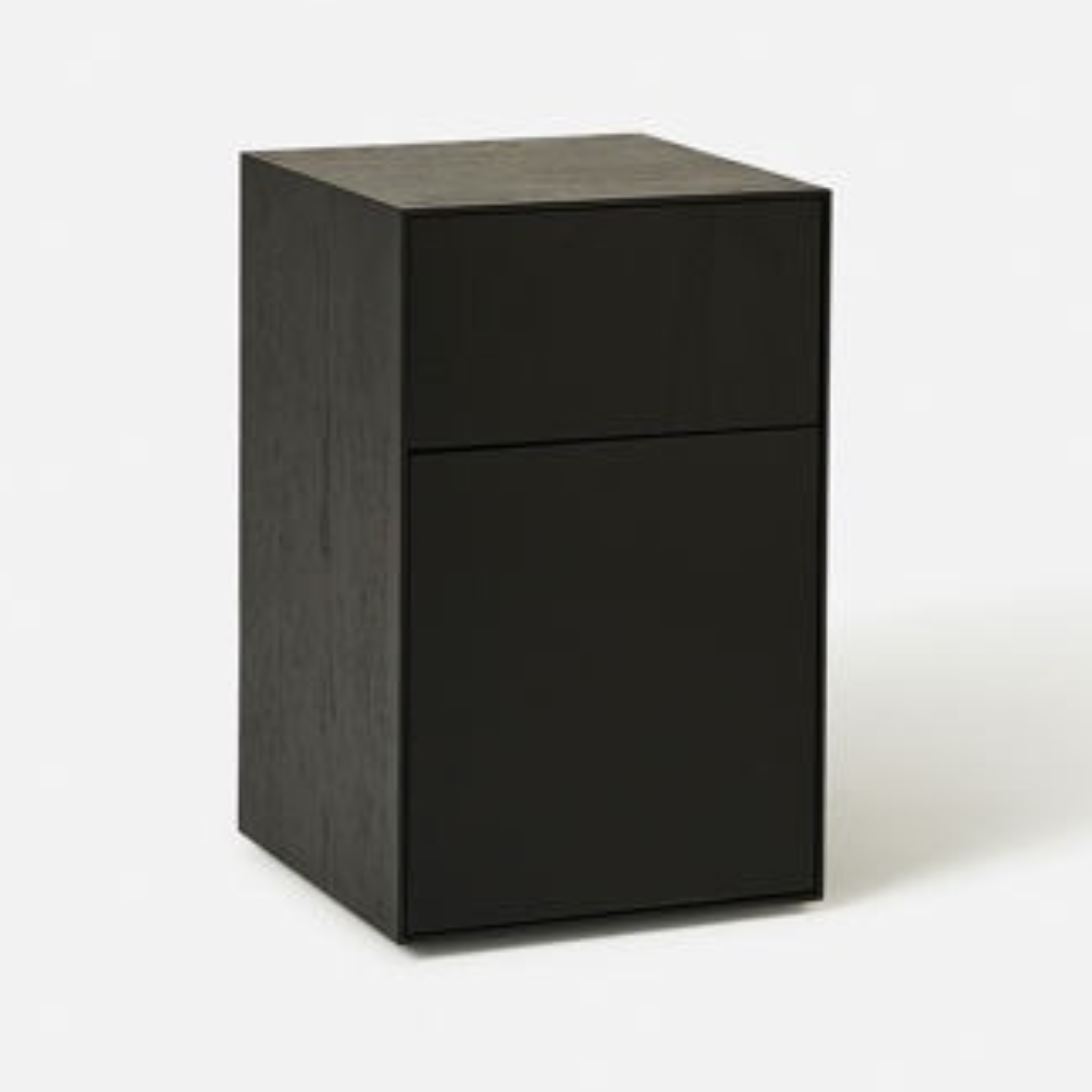 Plinth Oak Bedside Table - Black