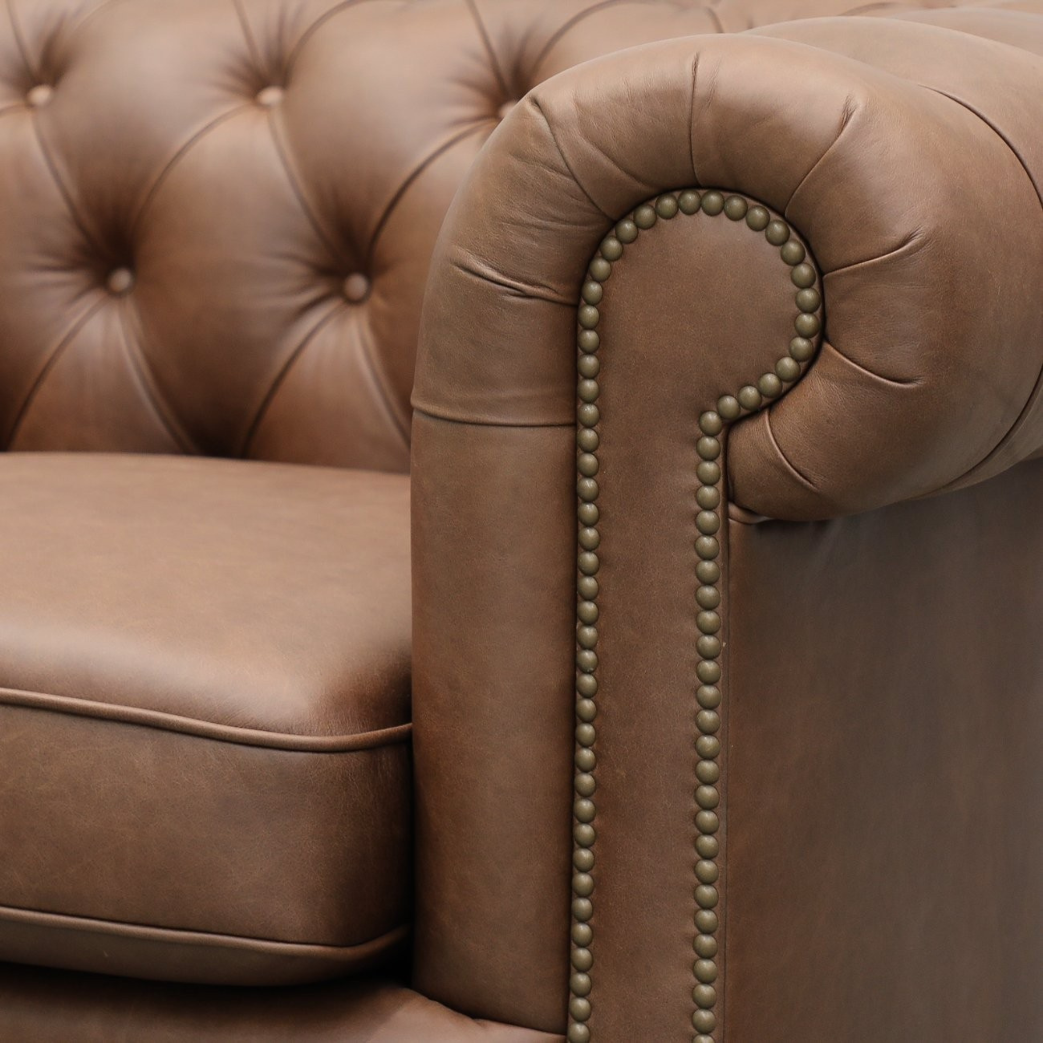 Stanhope 3 Seater Italian Leather Sofa - Nutmeg