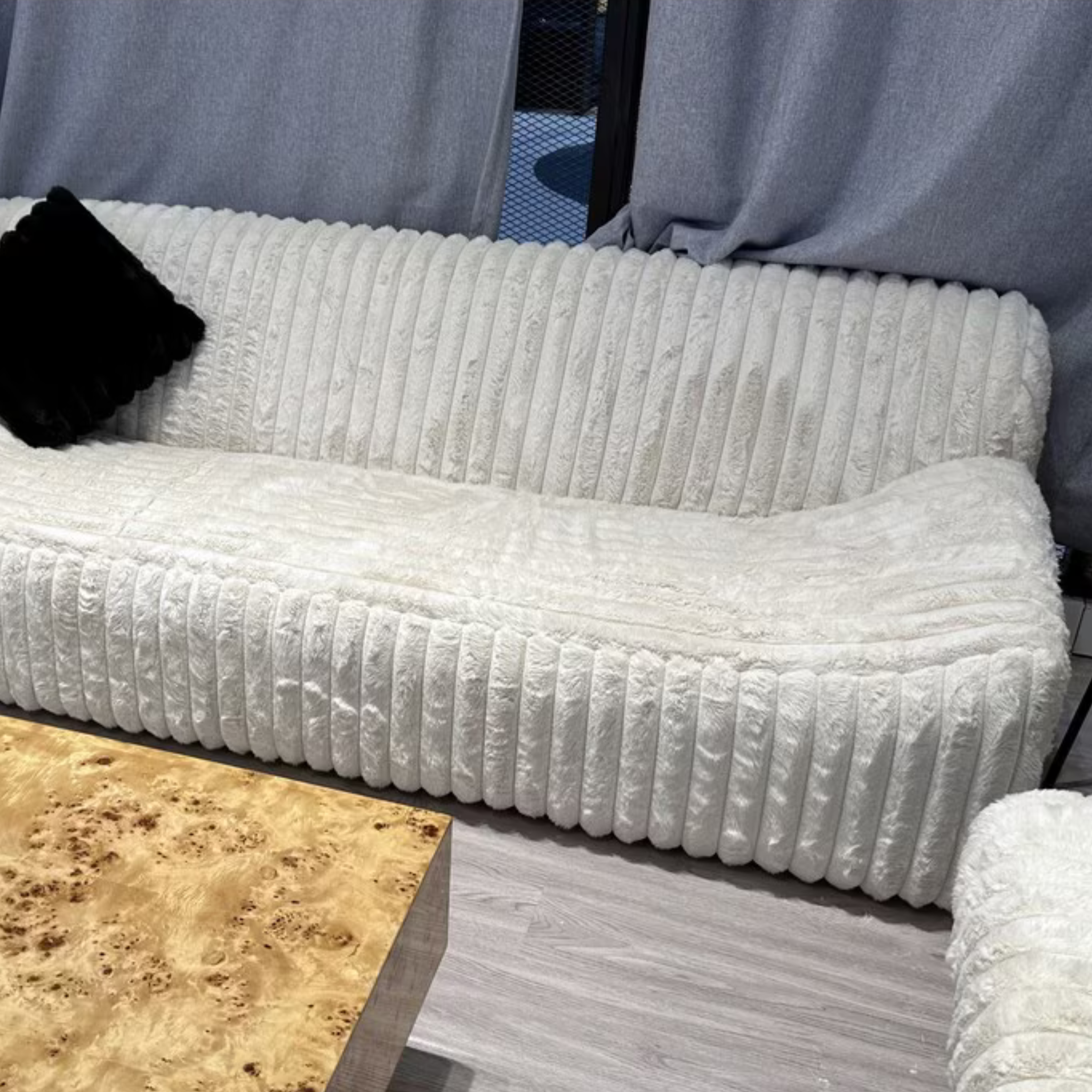Victor Ribbed Sofa - Ivory