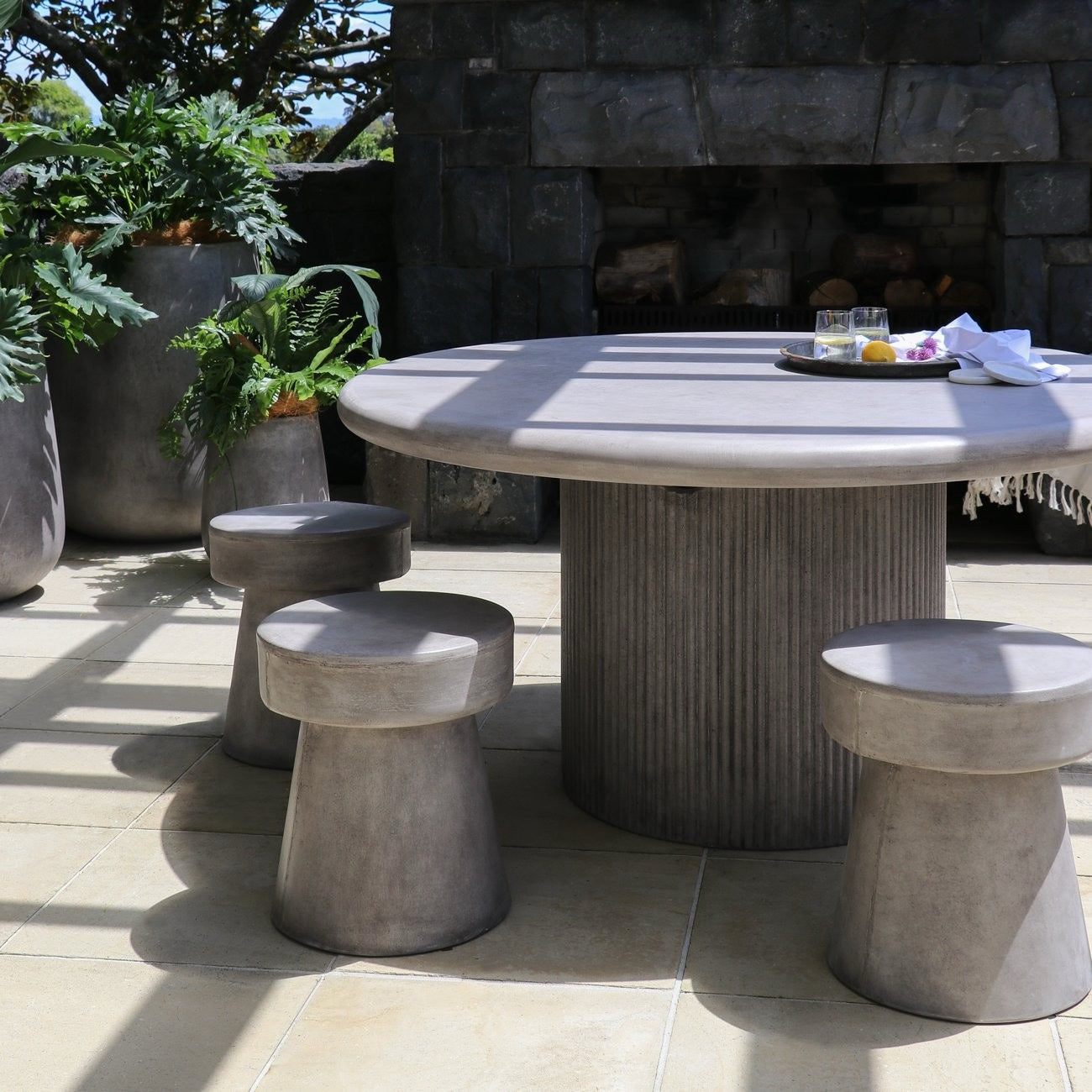 Mushroom Concrete Stool/ Side Table Grey