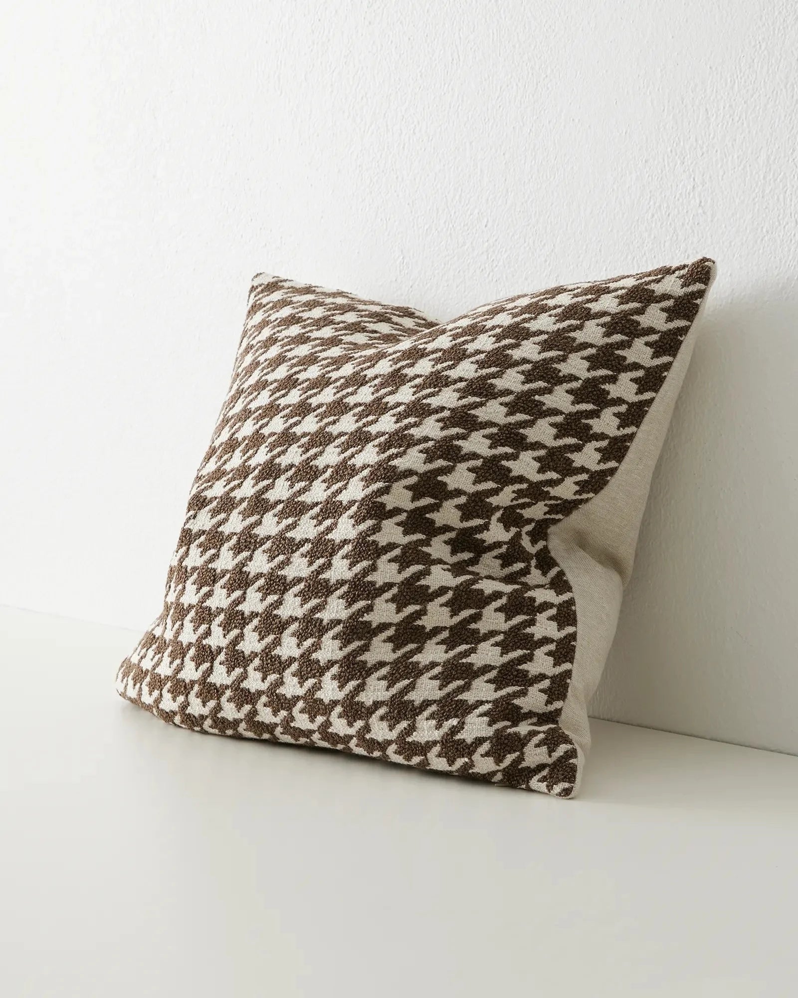 Giovanni Feather Houndstooth Cushion - Coco