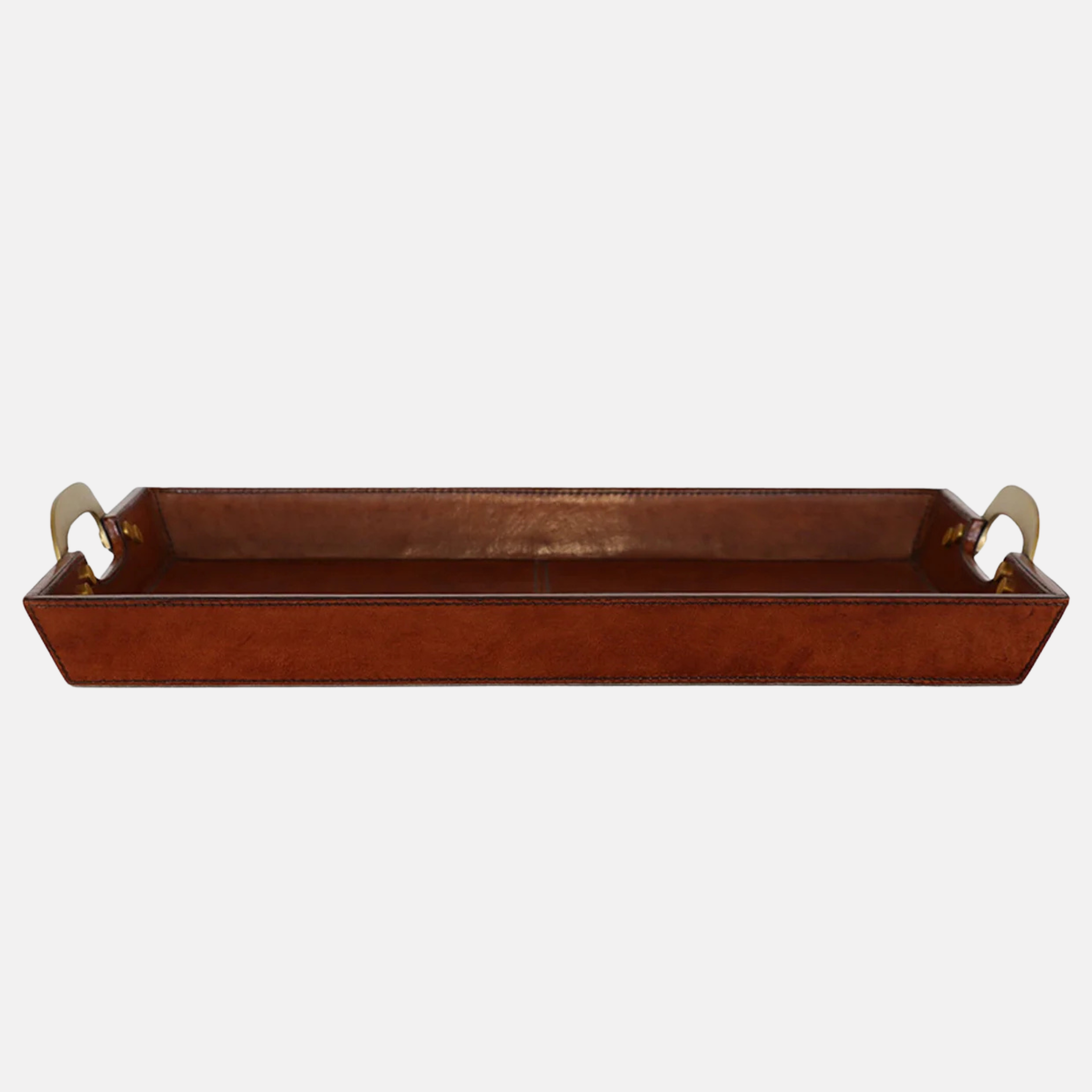 Savoy Leather Tray with Brass Handles