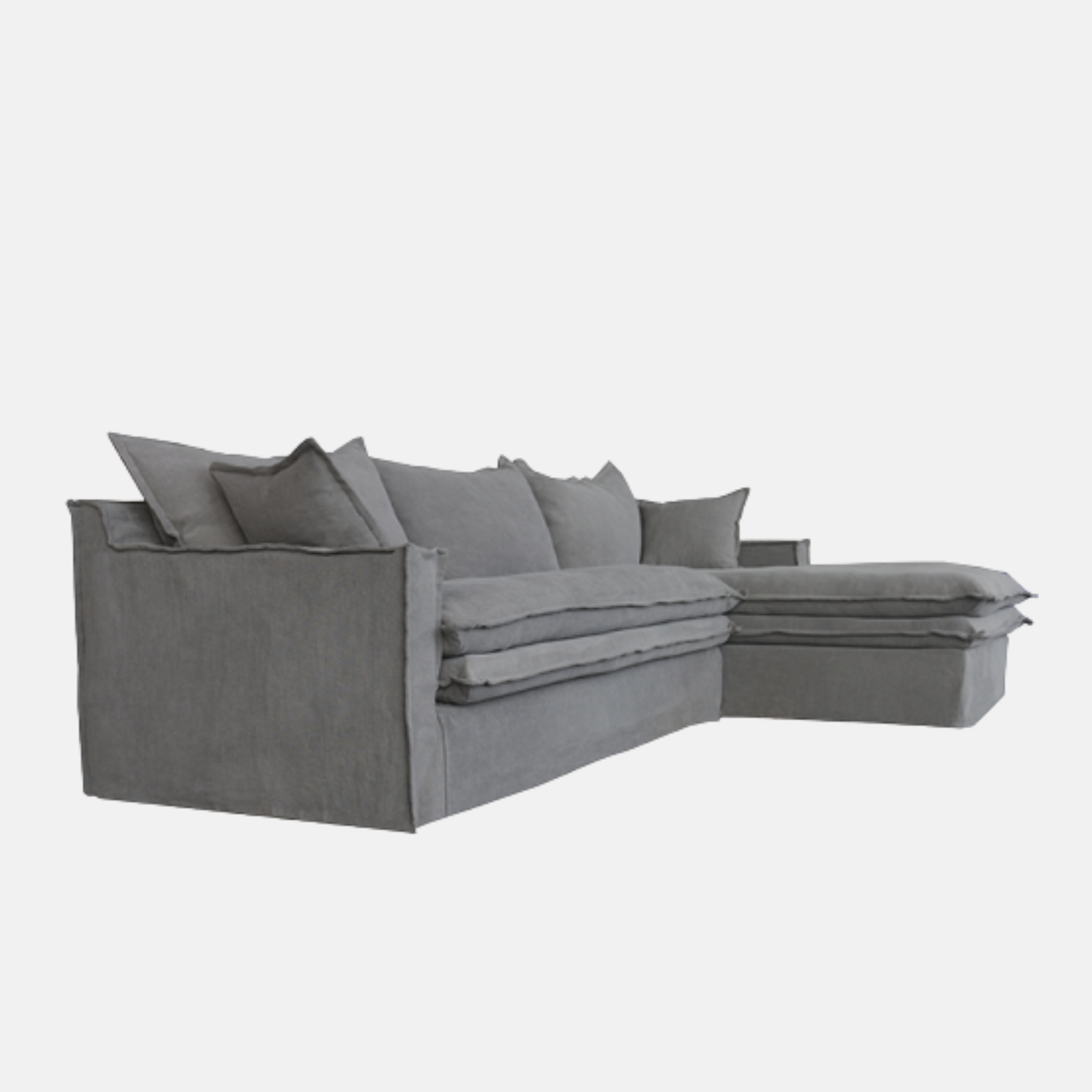 Hadley Right Hand Chaise Sofa - Grey Linen