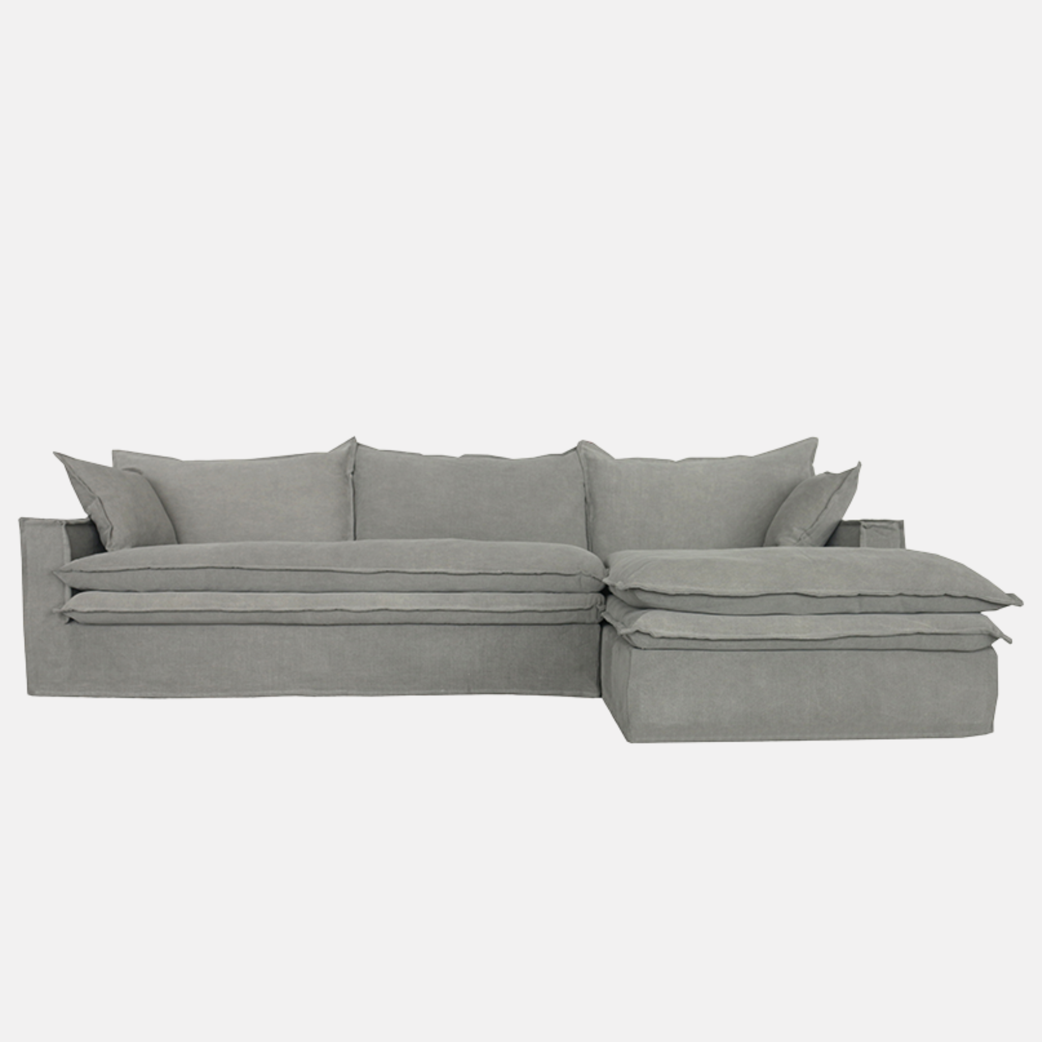 Hadley Right Hand Chaise Sofa - Grey Linen