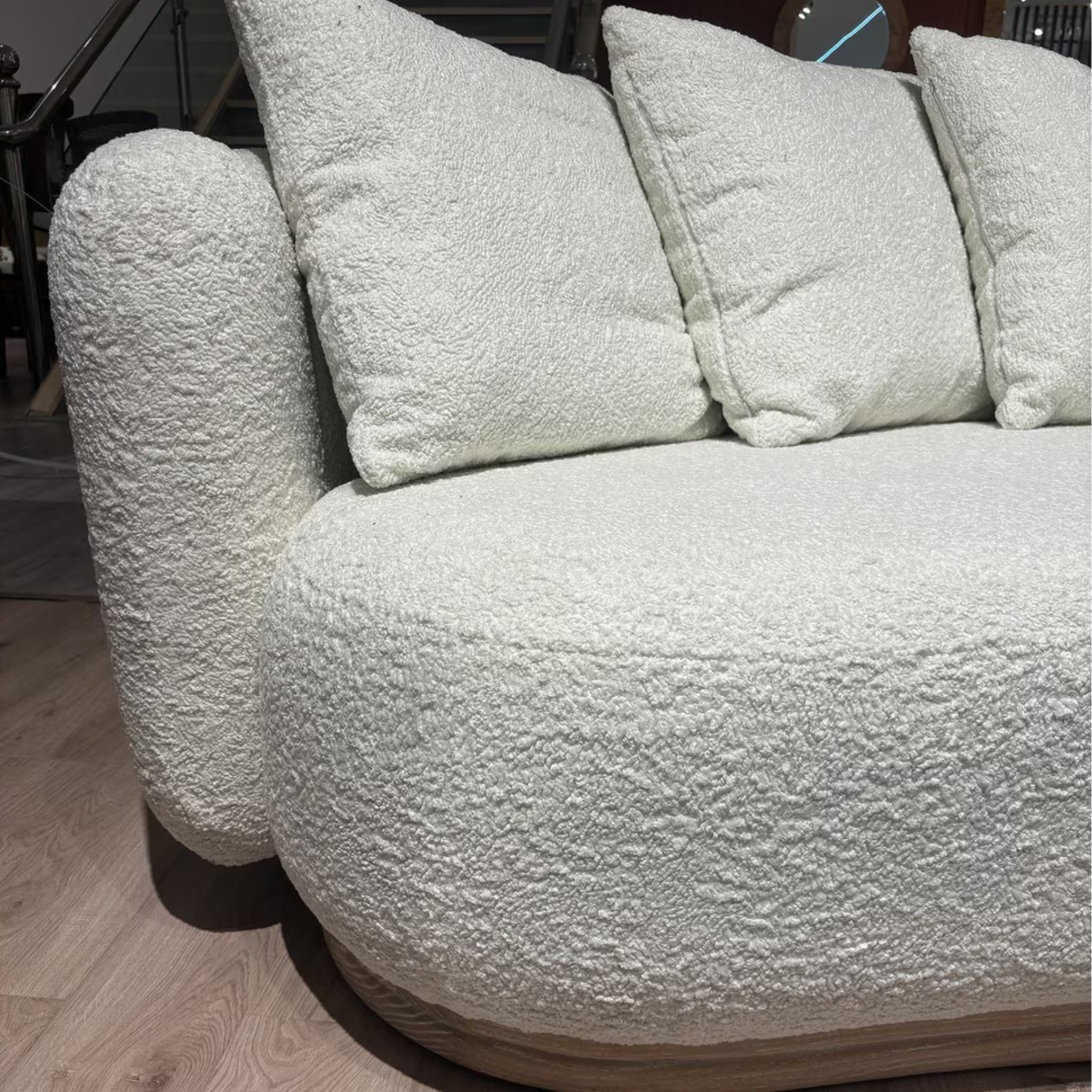 Olsen Curved Boucle Sofa - Ivory