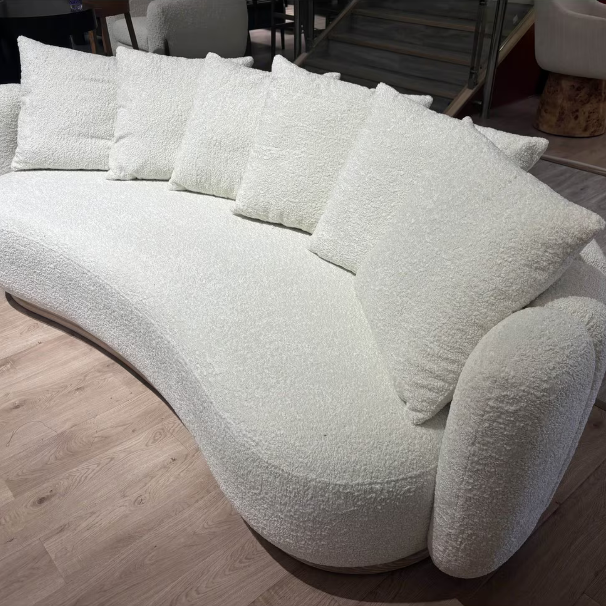 Olsen Curved Boucle Sofa - Ivory