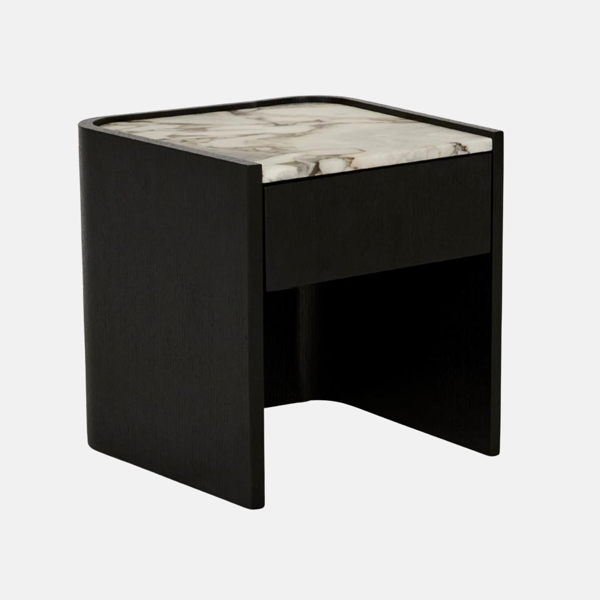 Amara Marble Bedside Table - Dark Oak