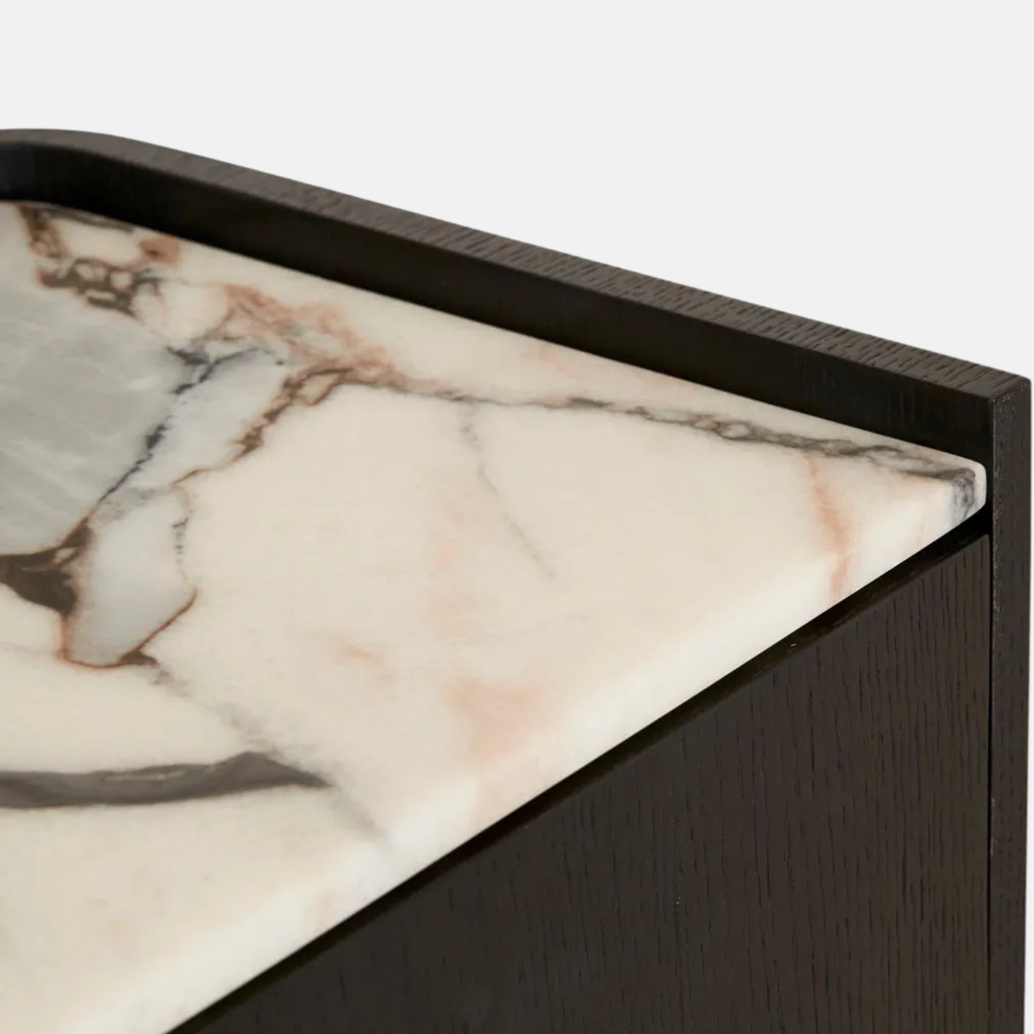 Amara Marble Bedside Table - Dark Oak