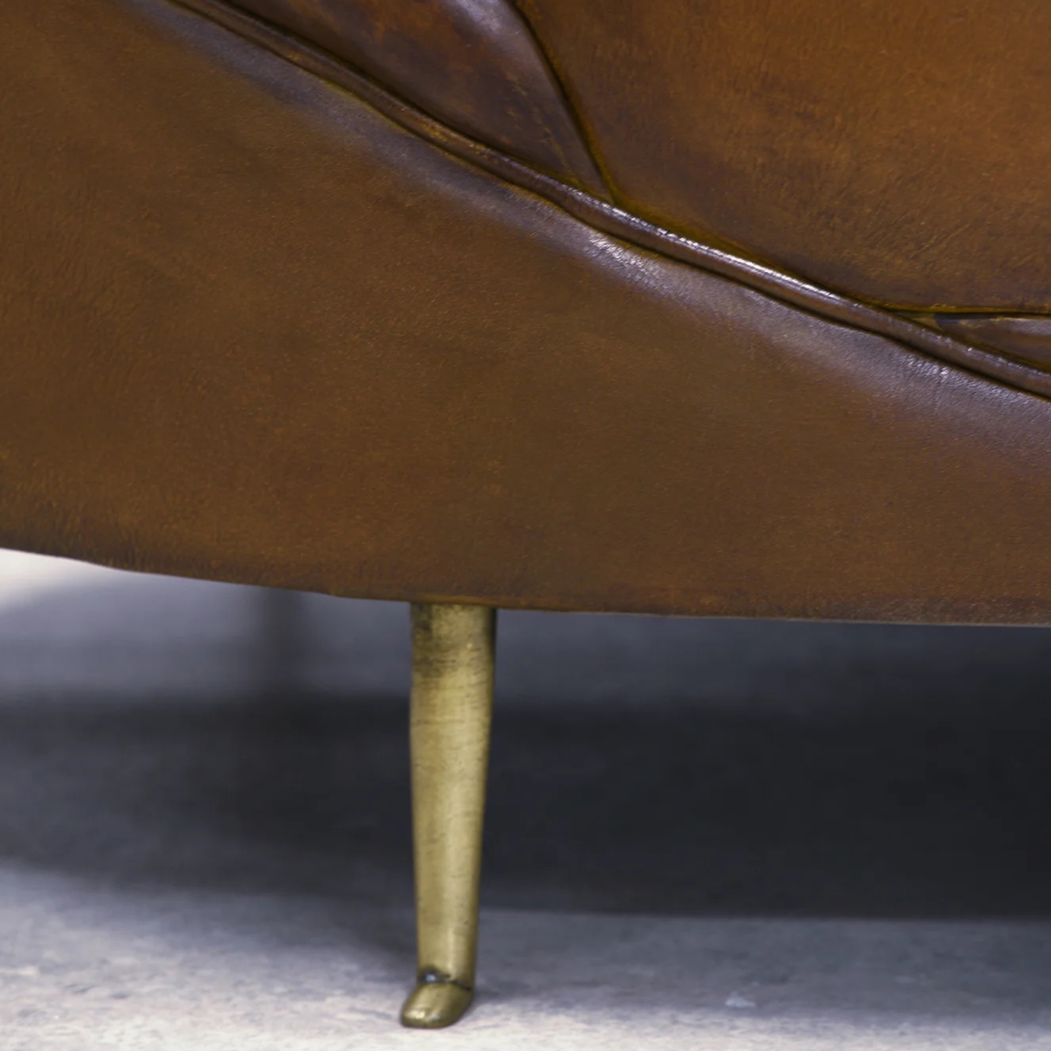 Jane Curved Leather Sofa - Brown