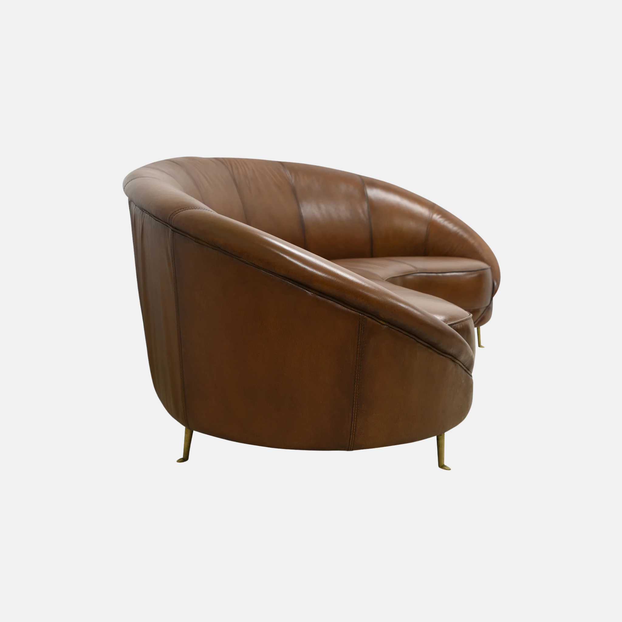 Jane Curved Leather Sofa - Brown