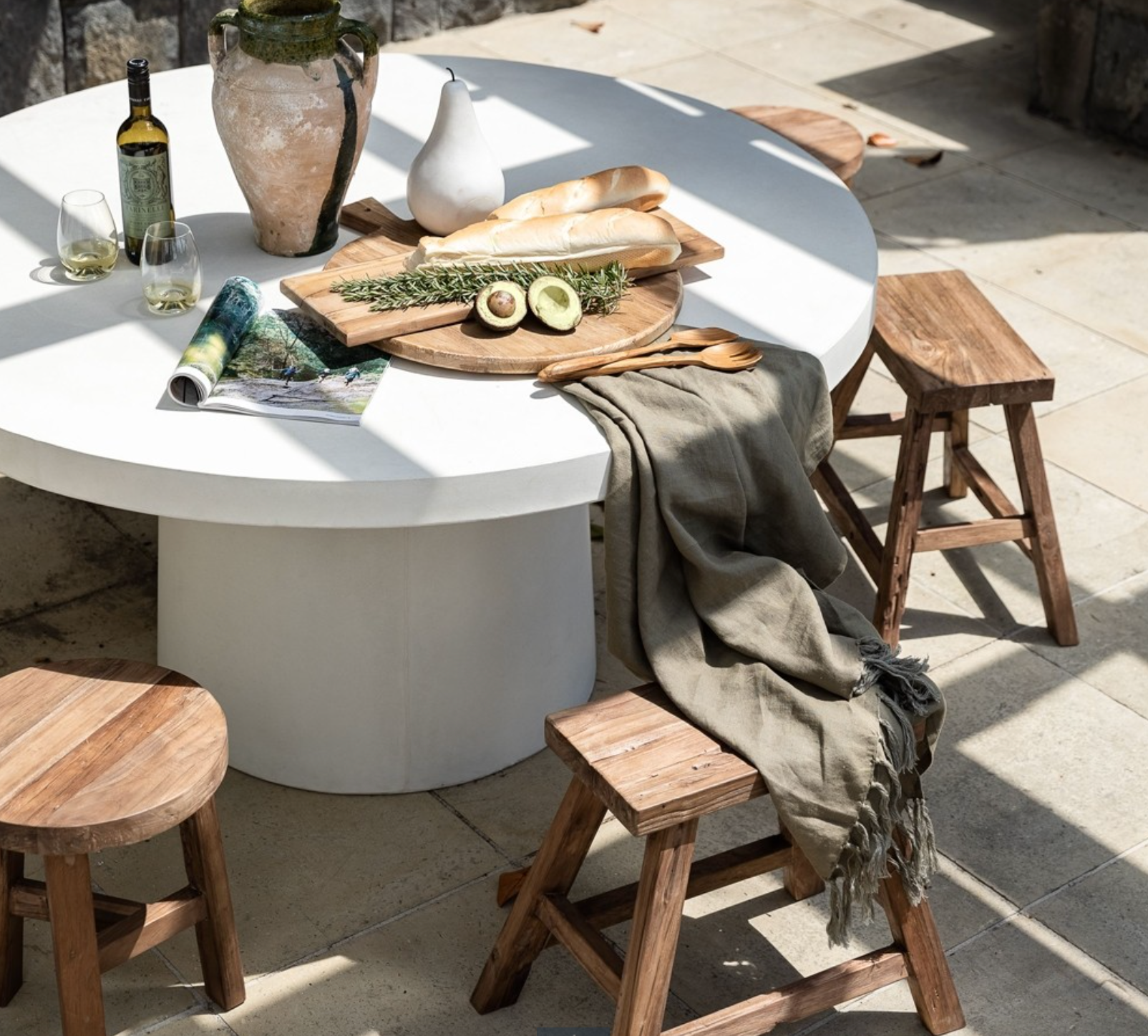 Milano Round Dining Table - White Concrete