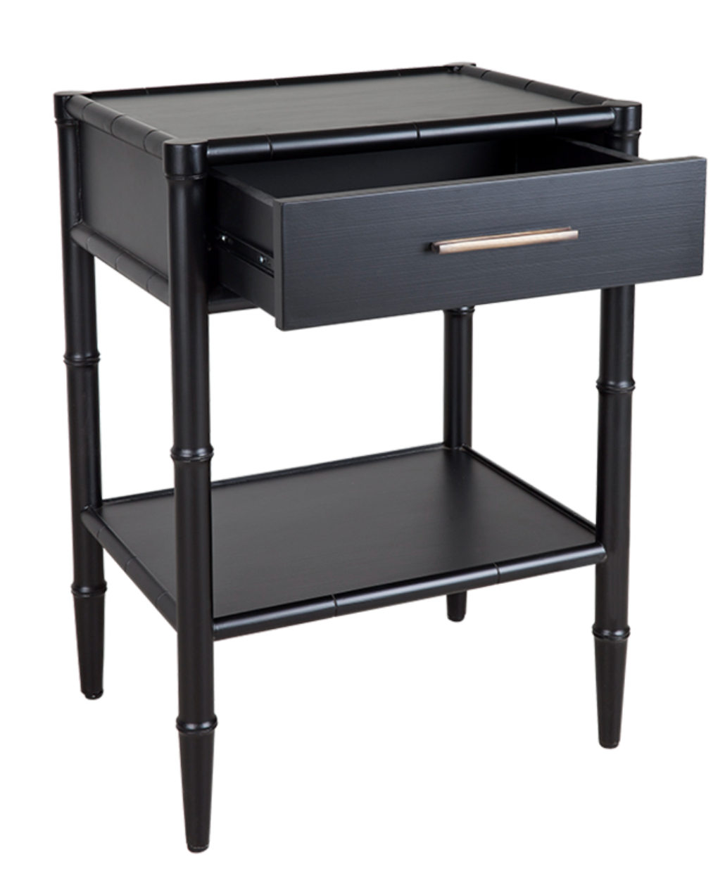 Bamboo Single Drawer Bedside - Black