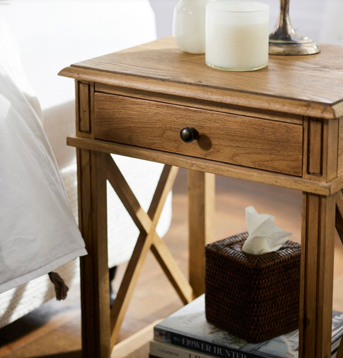 Villa Oak French Bedside - Natural