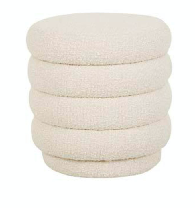 Kennedy Round Ribbed Ottoman - Boucle