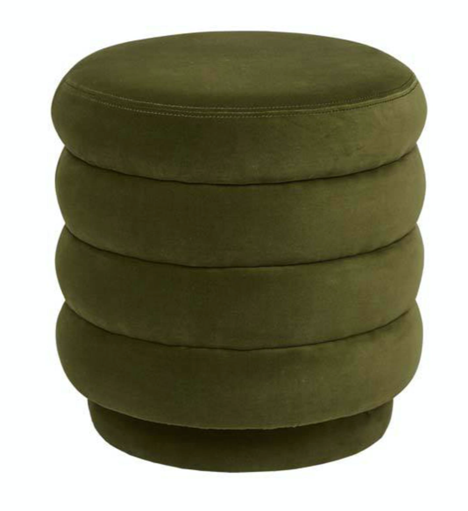 Kennedy Round Ribbed Ottoman - Pickle Velvet